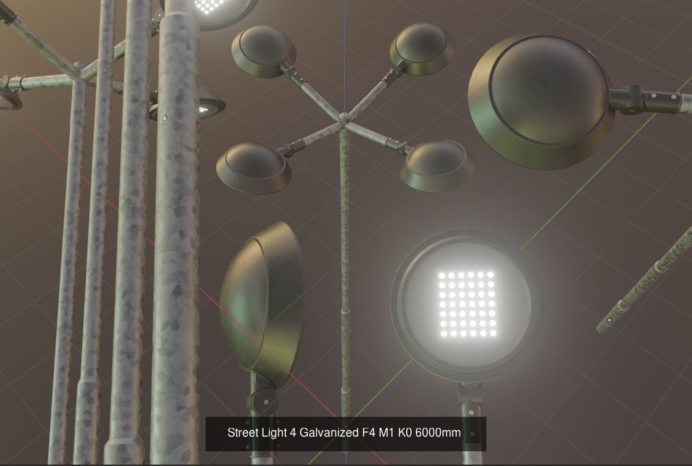 Street Light 4 Galvanized Package 3D Model Collection_3