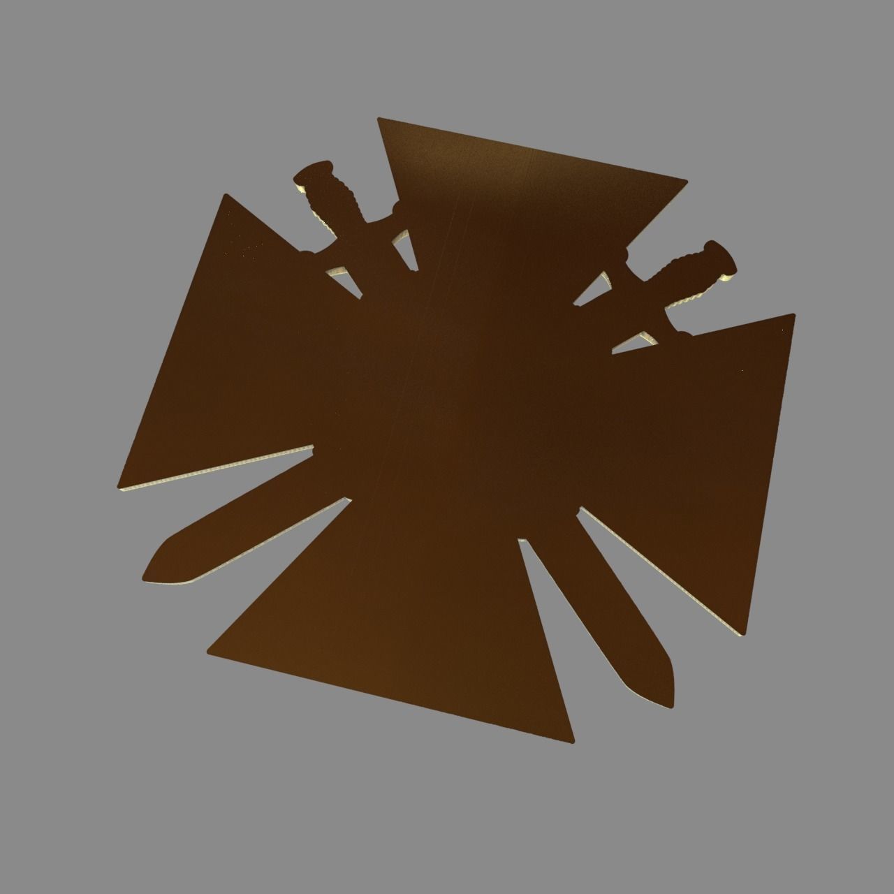 Basic model with cross  wreath and swords 3D print model_3