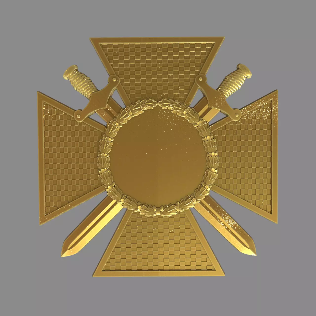 Basic model with cross  wreath and swords 3D print model_0