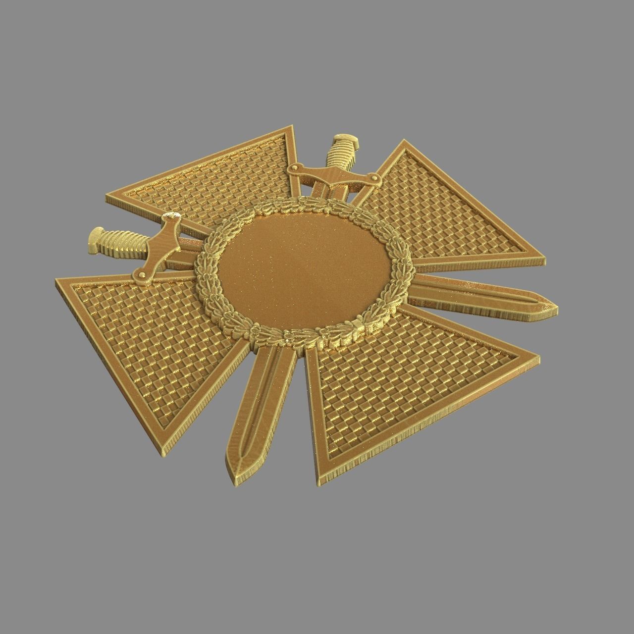 Basic model with cross  wreath and swords 3D print model_1