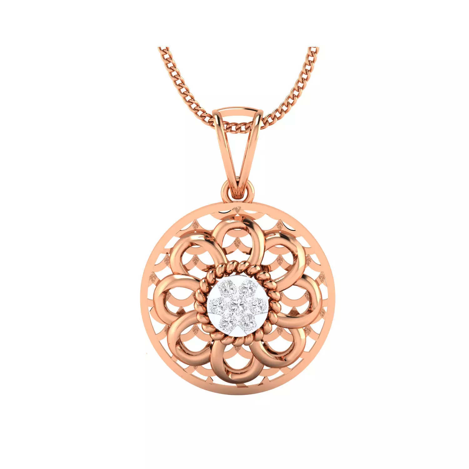Women Flower Pendant STL OBJ FBX Renders Details 3D print model_0