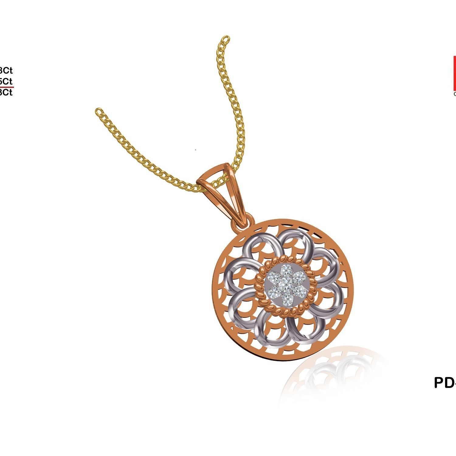 Women Flower Pendant STL OBJ FBX Renders Details 3D print model_19
