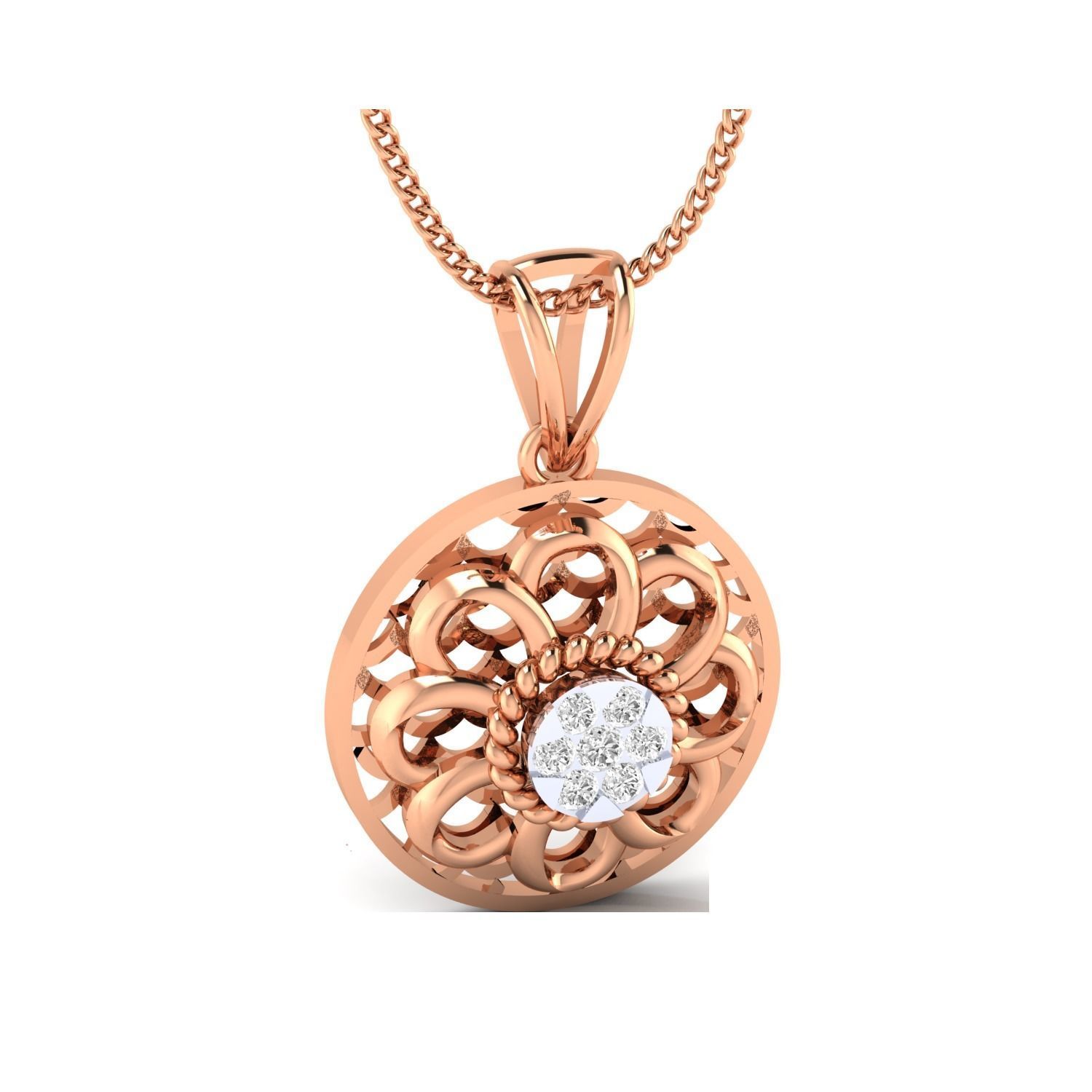 Women Flower Pendant STL OBJ FBX Renders Details 3D print model_12