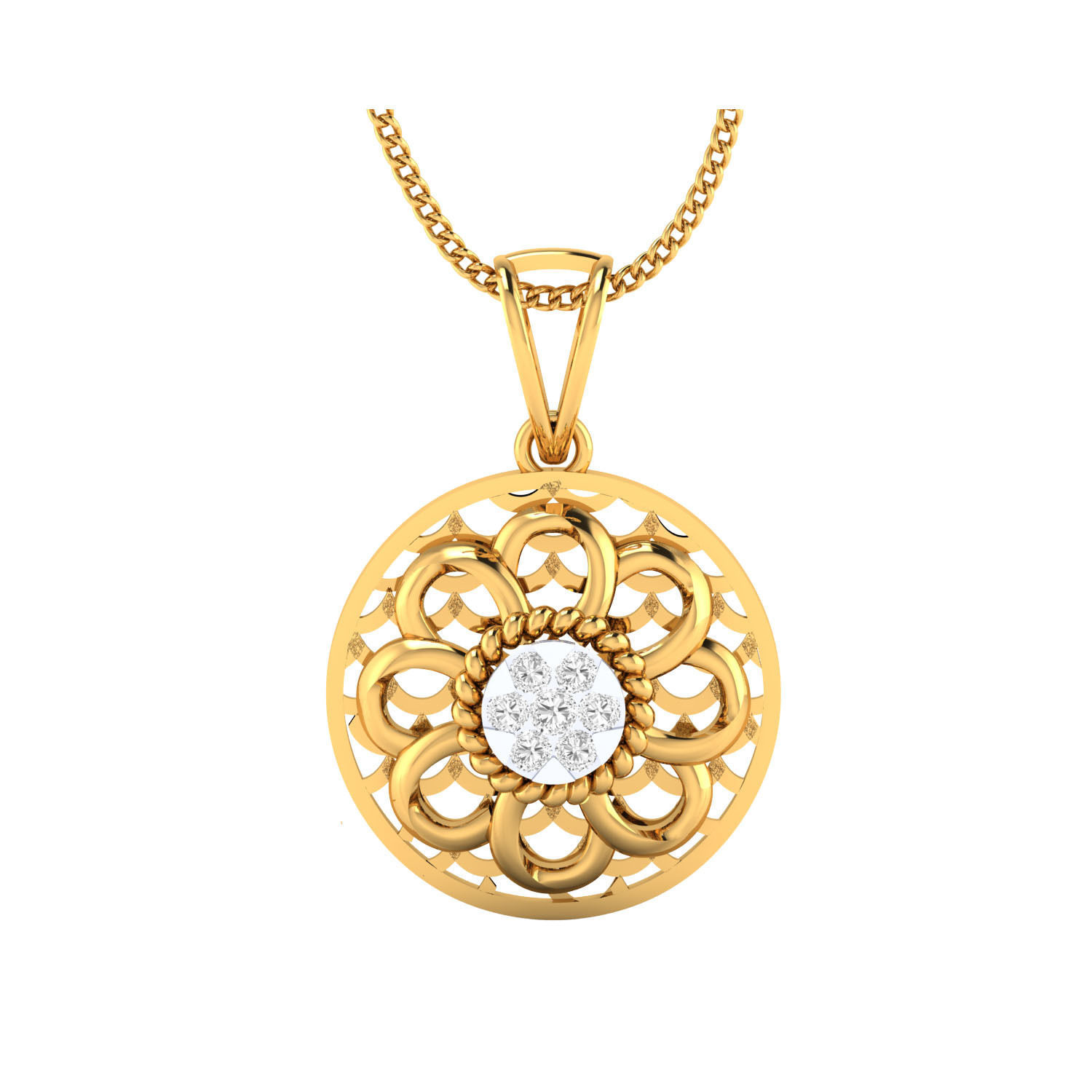 Women Flower Pendant STL OBJ FBX Renders Details 3D print model_16