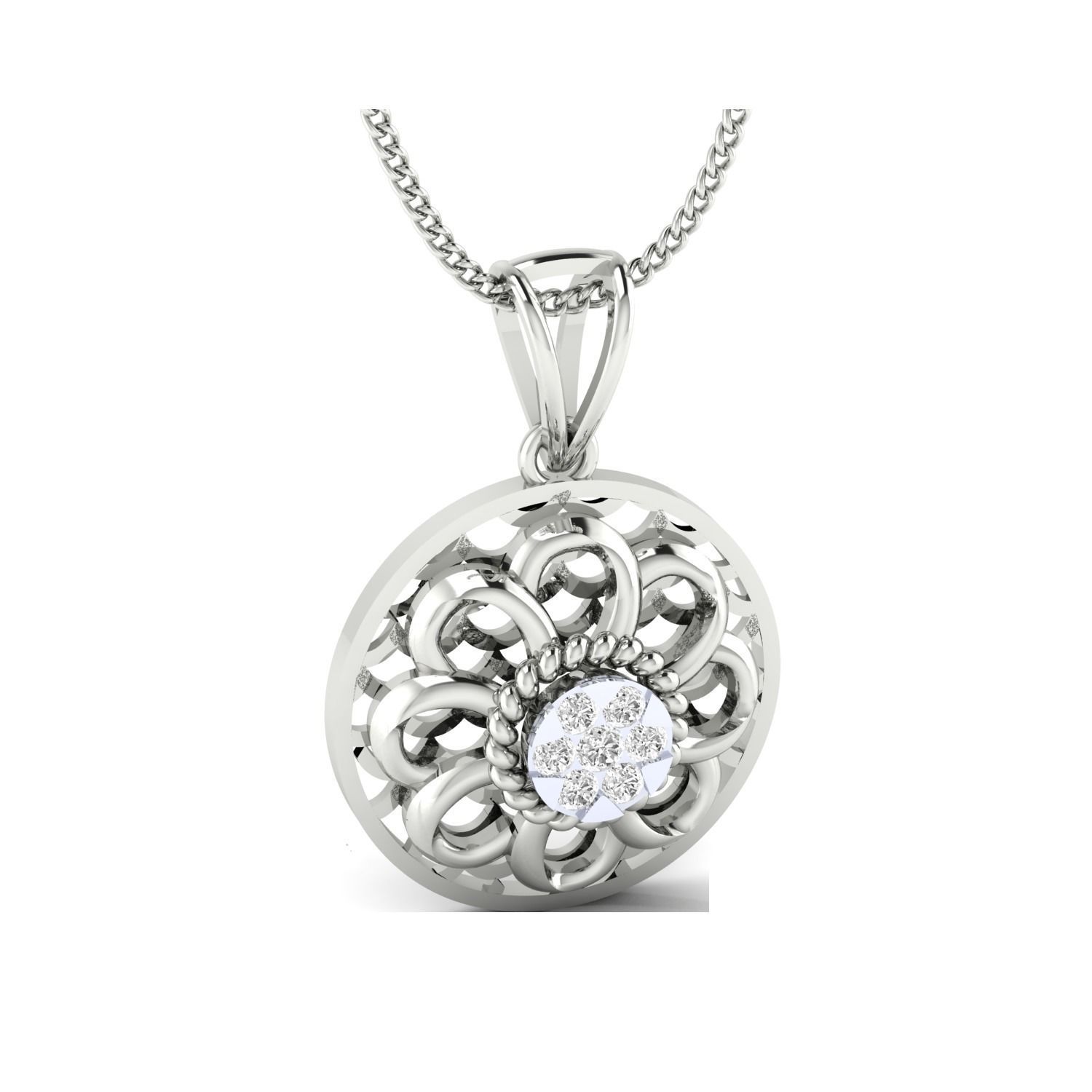 Women Flower Pendant STL OBJ FBX Renders Details 3D print model_6