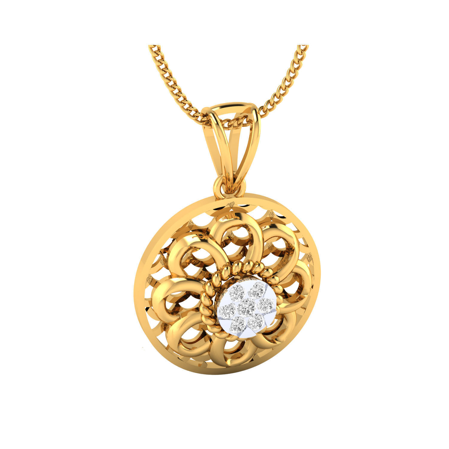 Women Flower Pendant STL OBJ FBX Renders Details 3D print model_9