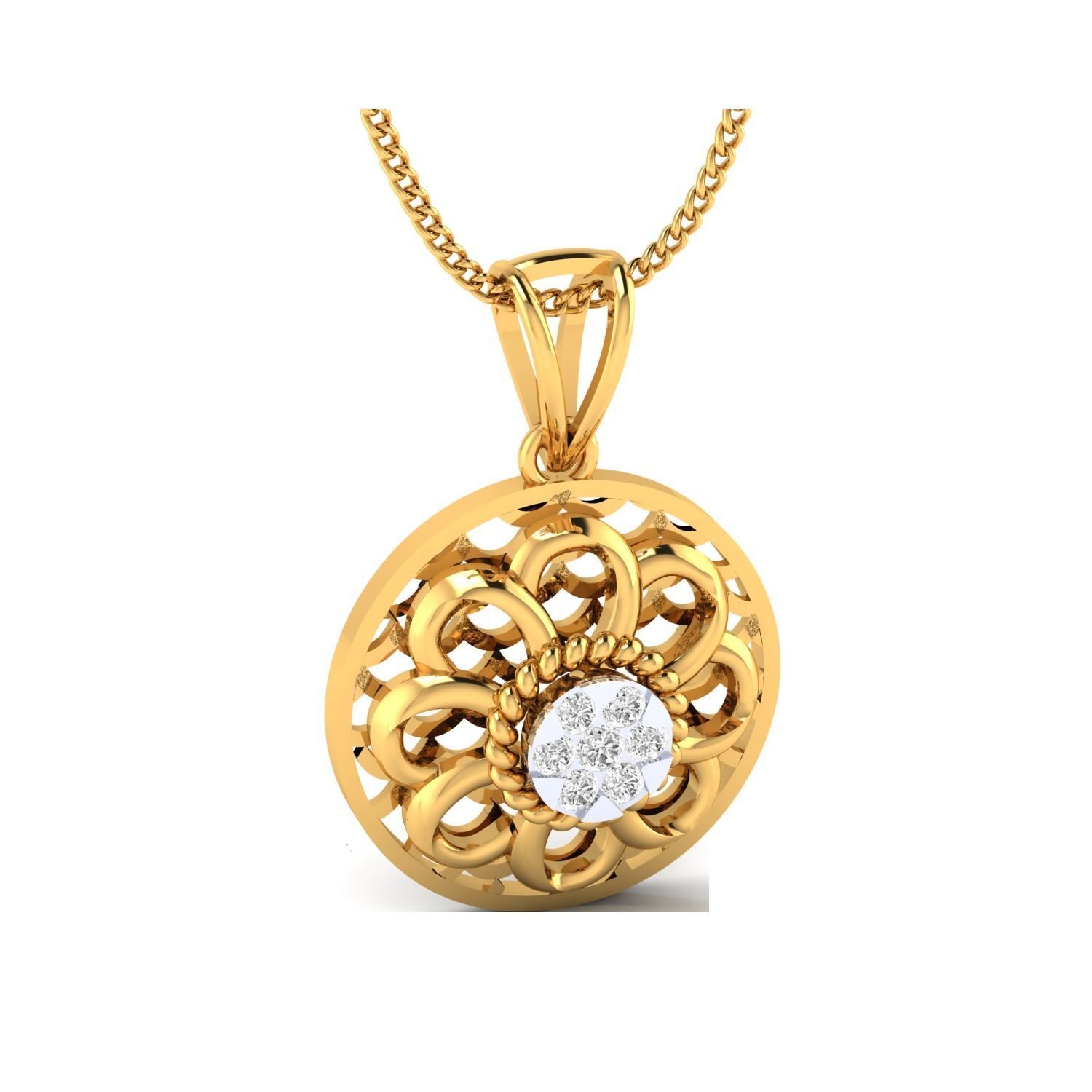 Women Flower Pendant STL OBJ FBX Renders Details 3D print model_10