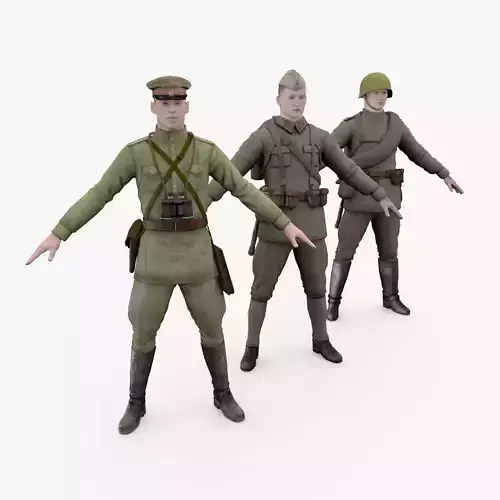 infantry USSR soldier Low-poly 3D model