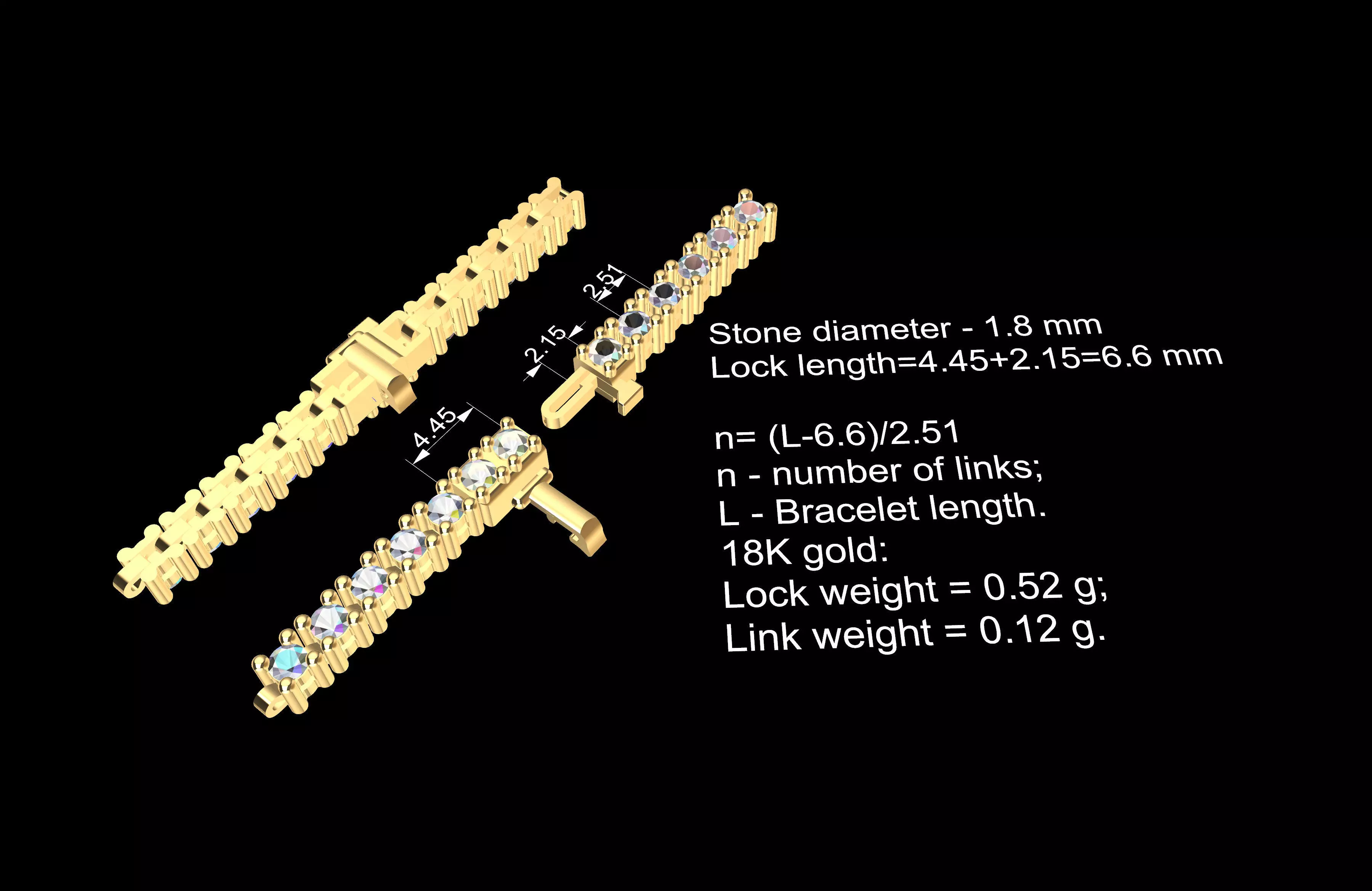 Stylish Tennis Bracelet 3 from 6  3D print model_0