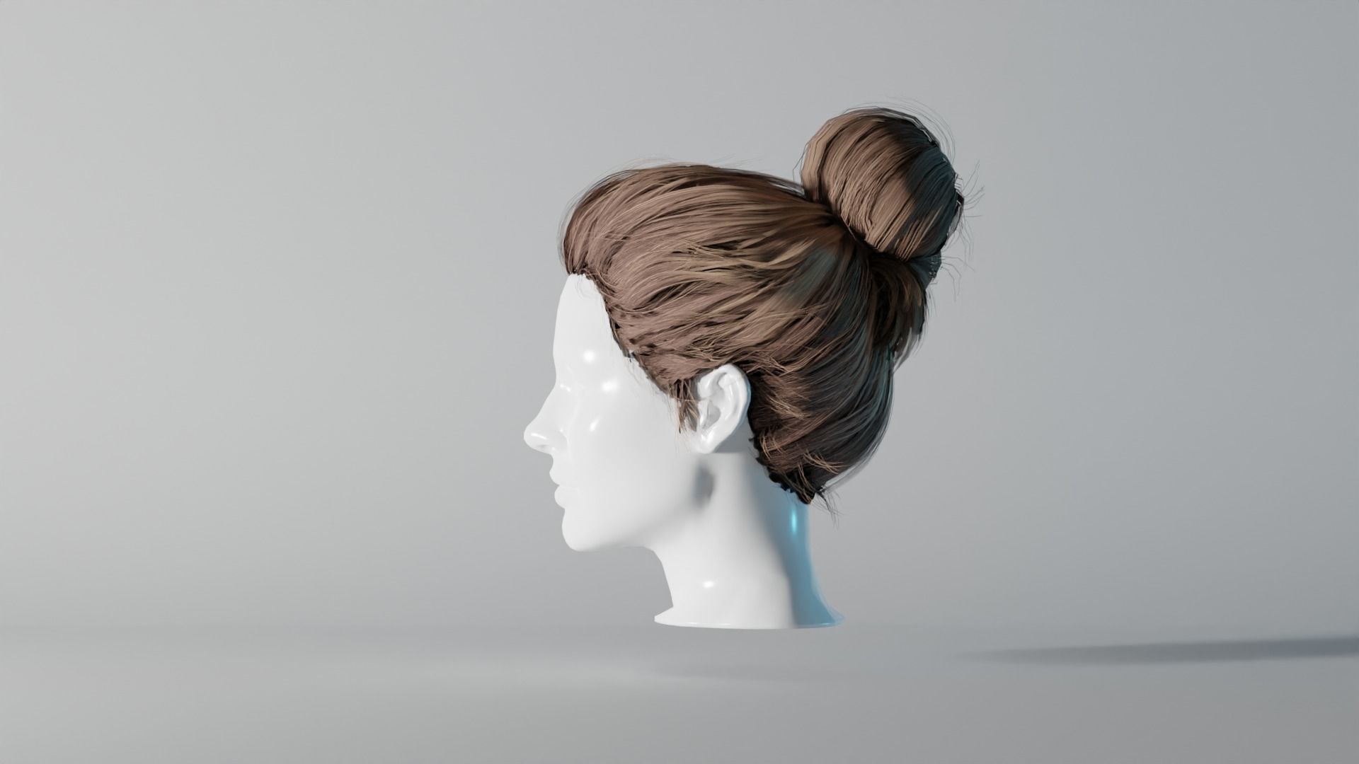 Realistic Female Hair 6 Free low-poly 3D model_5