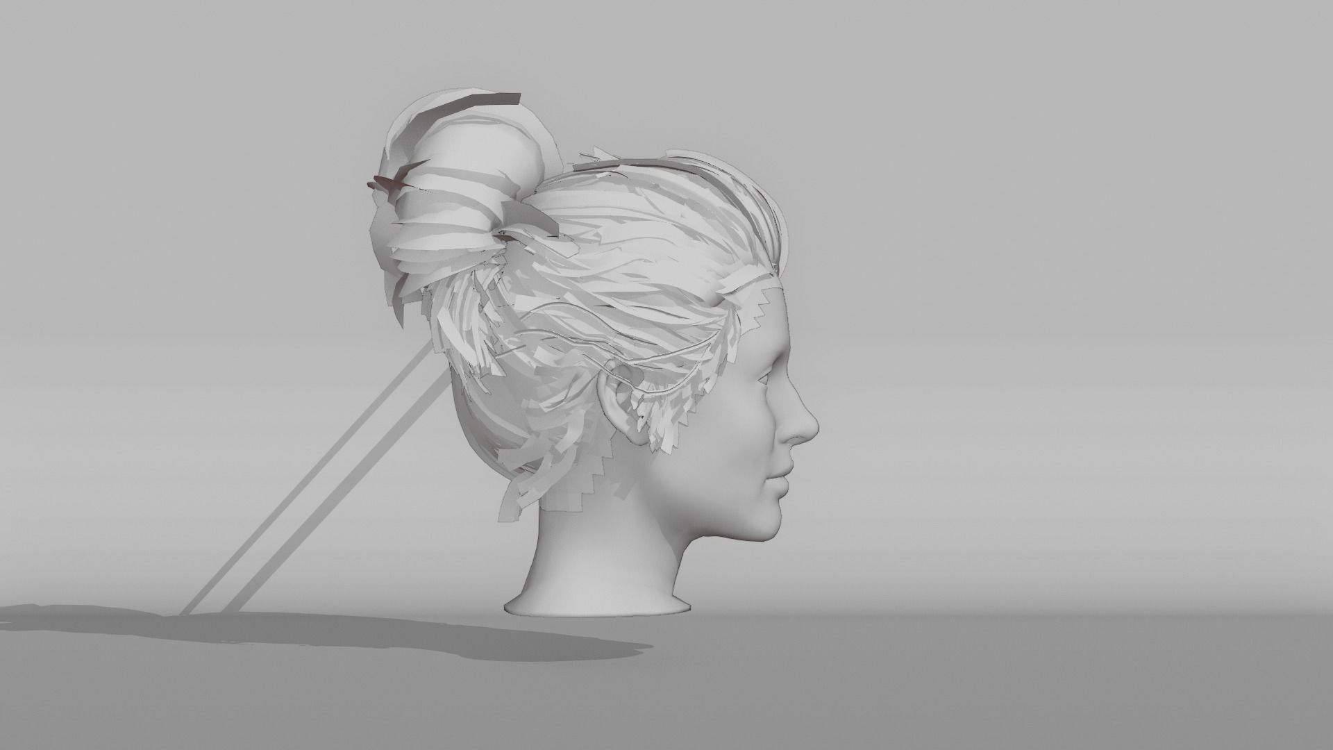 Realistic Female Hair 6 Free low-poly 3D model_8