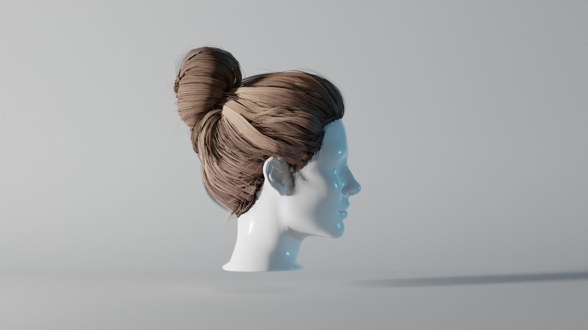 Realistic Female Hair 6 Free low-poly 3D model_3