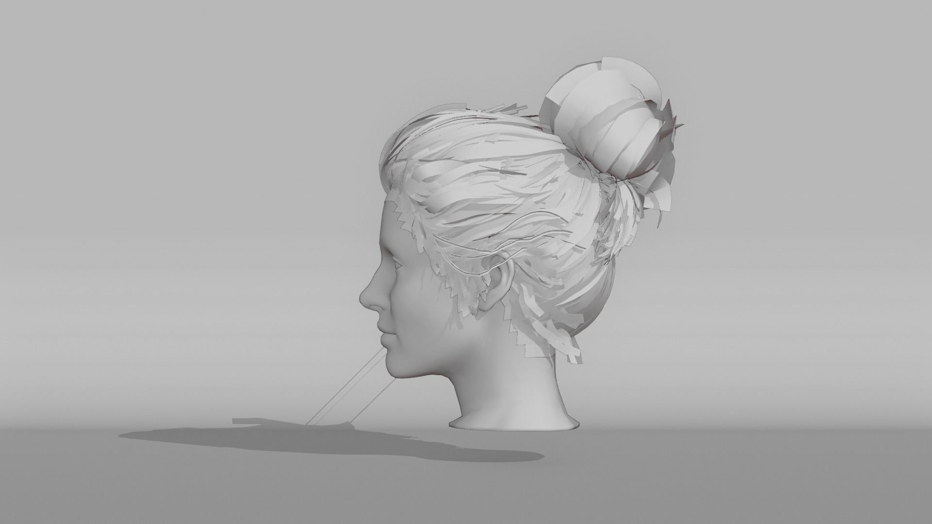 Realistic Female Hair 6 Free low-poly 3D model_10