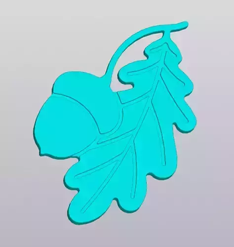 Oak leaf and acorn Cup coaster 3D print model