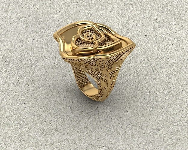 Rose Design Ring Fusion 3D print model