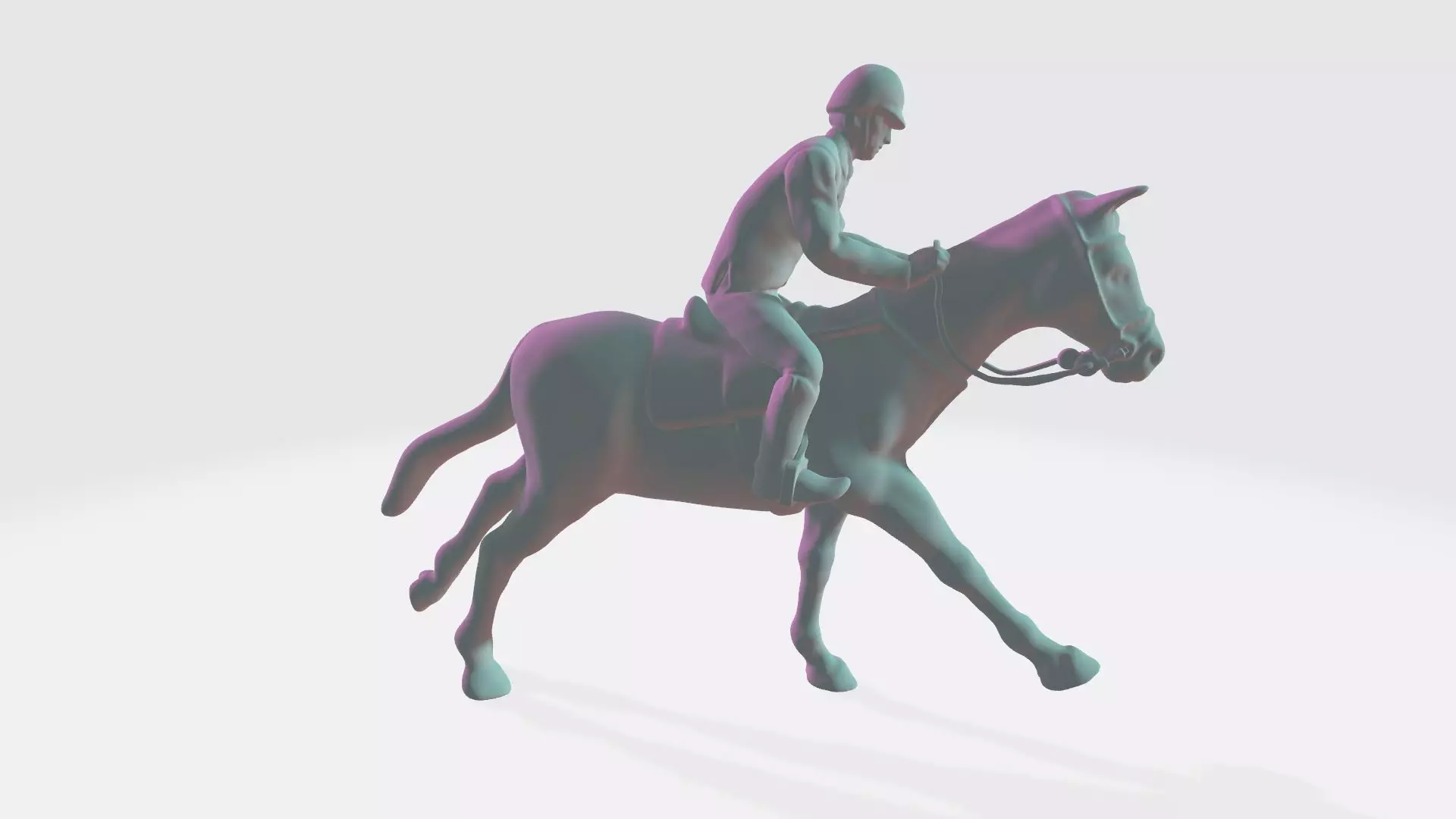 Horse and Rider Galloping pose I Ready for 3d print model 3D print model_0