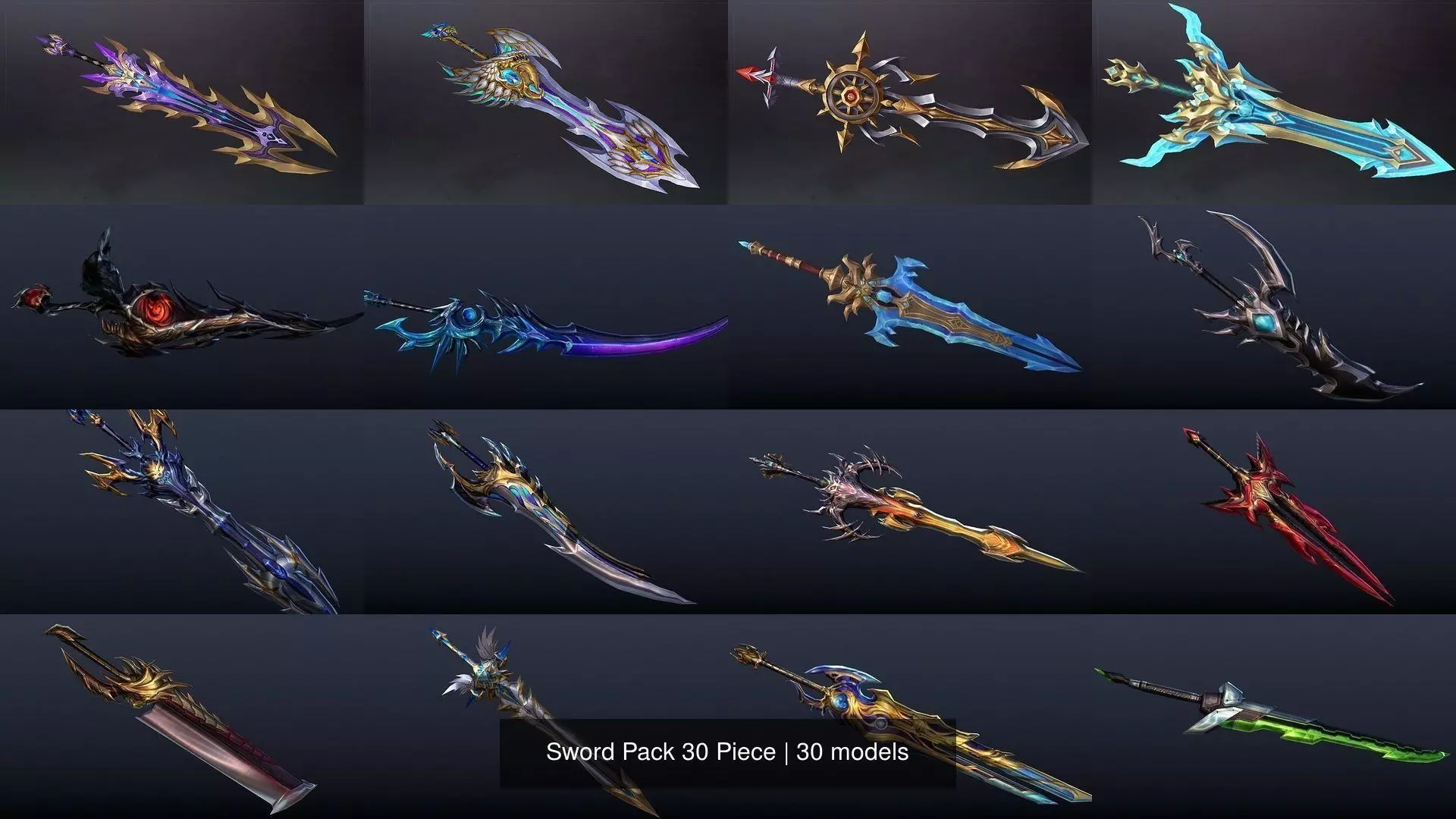 Sword Pack 30 Piece 3D Model Collection_0
