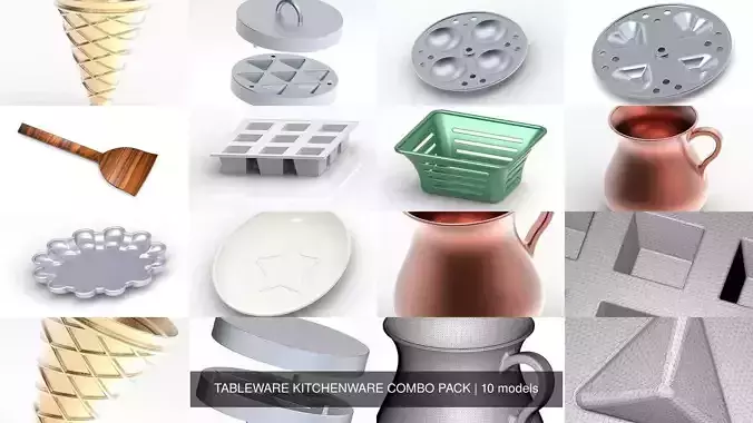 TABLEWARE KITCHENWARE COMBO PACK 3D Model Collection