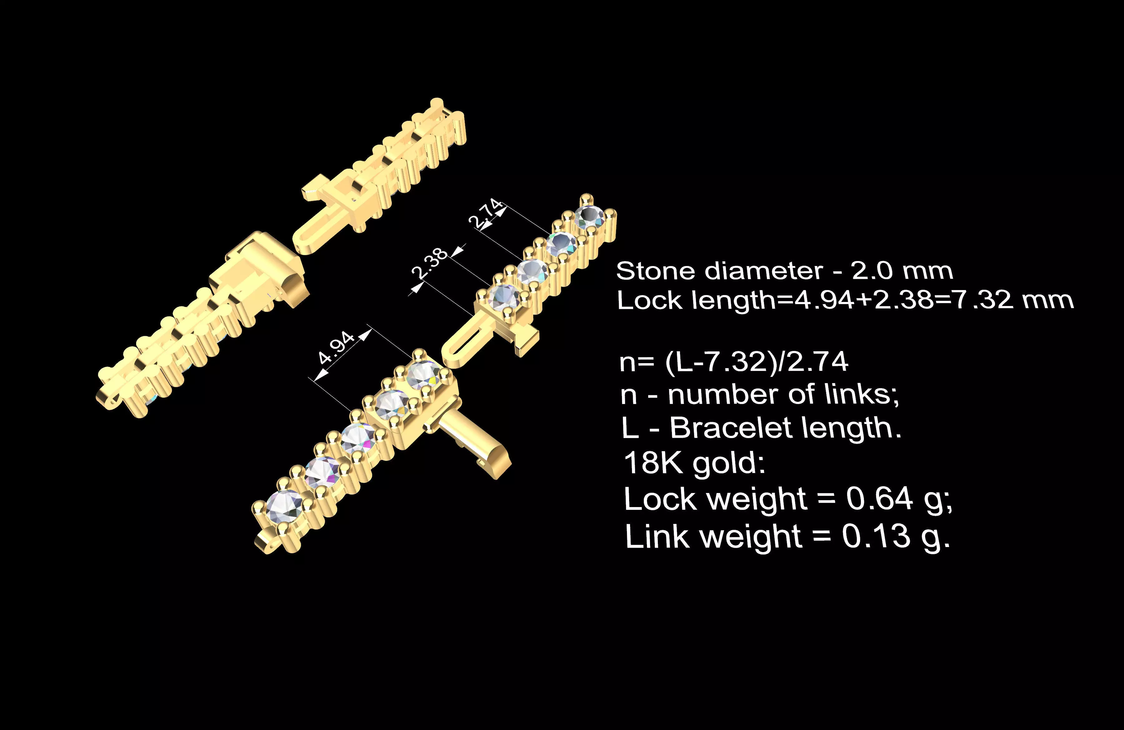 Stylish Tennis Bracelet 4 from 6  3D print model_0