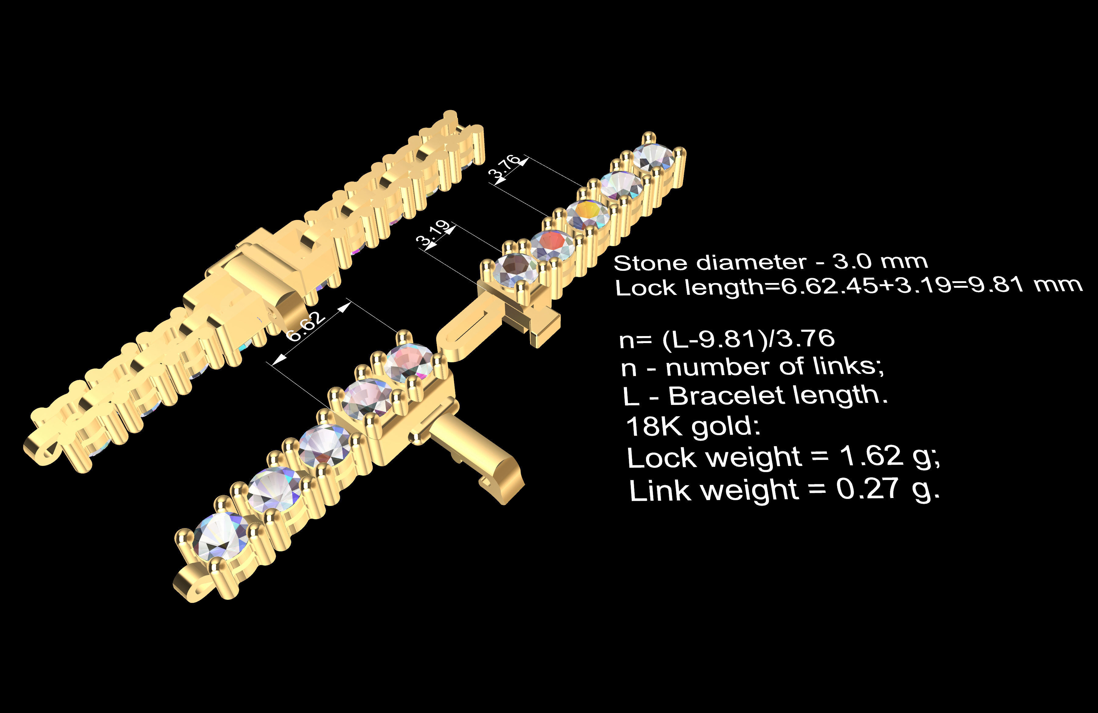 Stylish Tennis Bracelet 5 from 6  3D print model_6