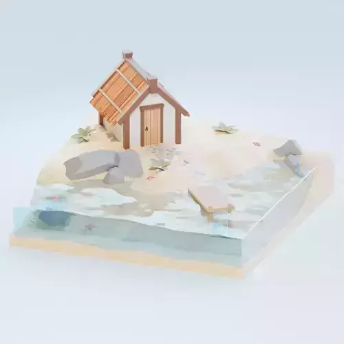House on a island - Low poly Low-poly 3D model