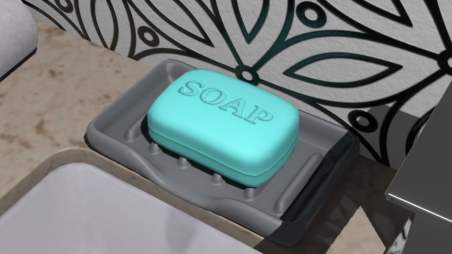 Soap Bar and Tray Free 3D model_1