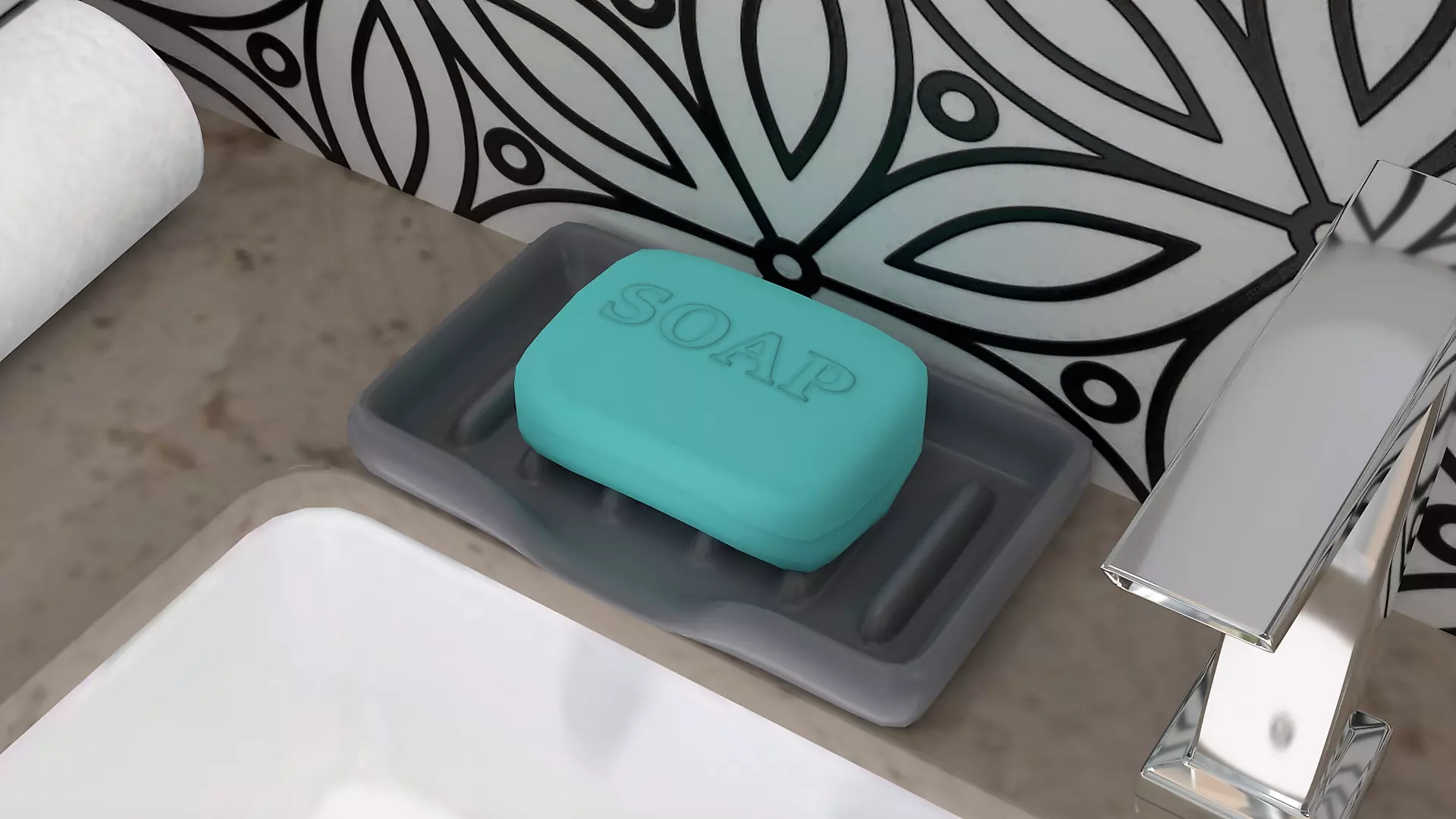 Soap Bar and Tray Free 3D model_0