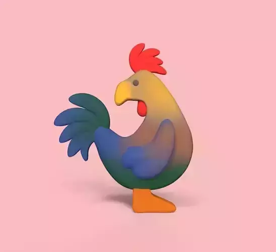 Stylized Rooster 3D print model