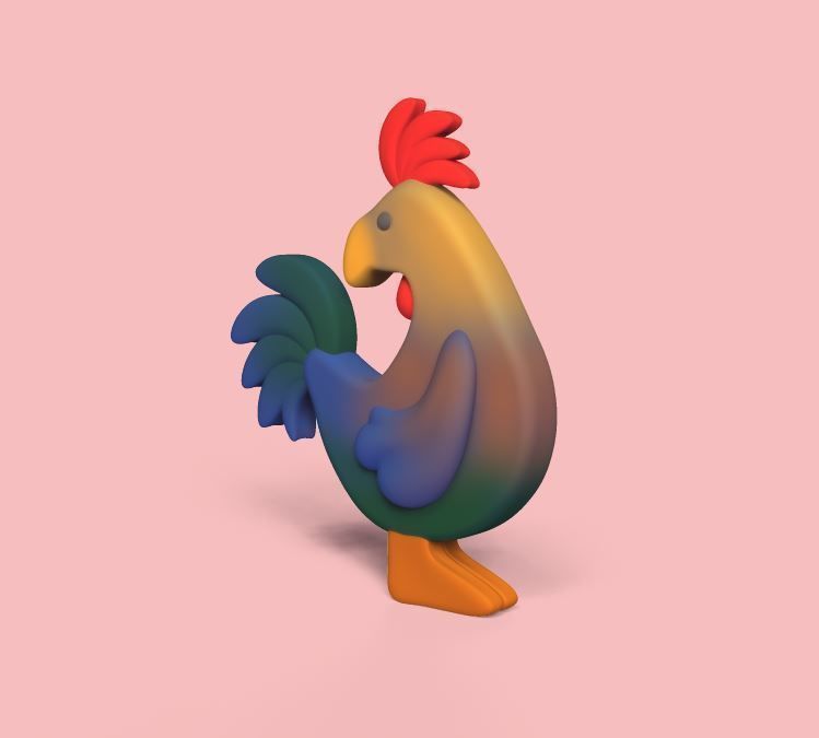 Stylized Rooster 3D print model_1