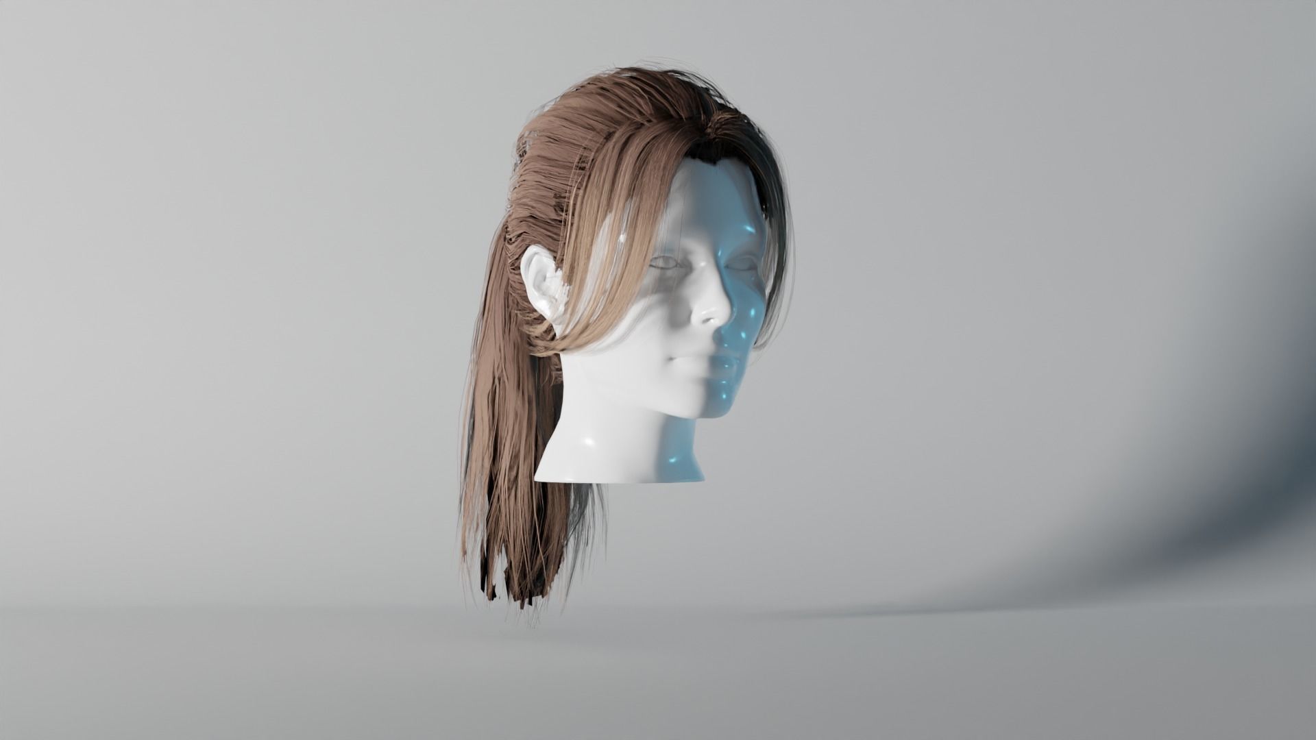 Realistic Female Hair 8 Low-poly 3D model_1