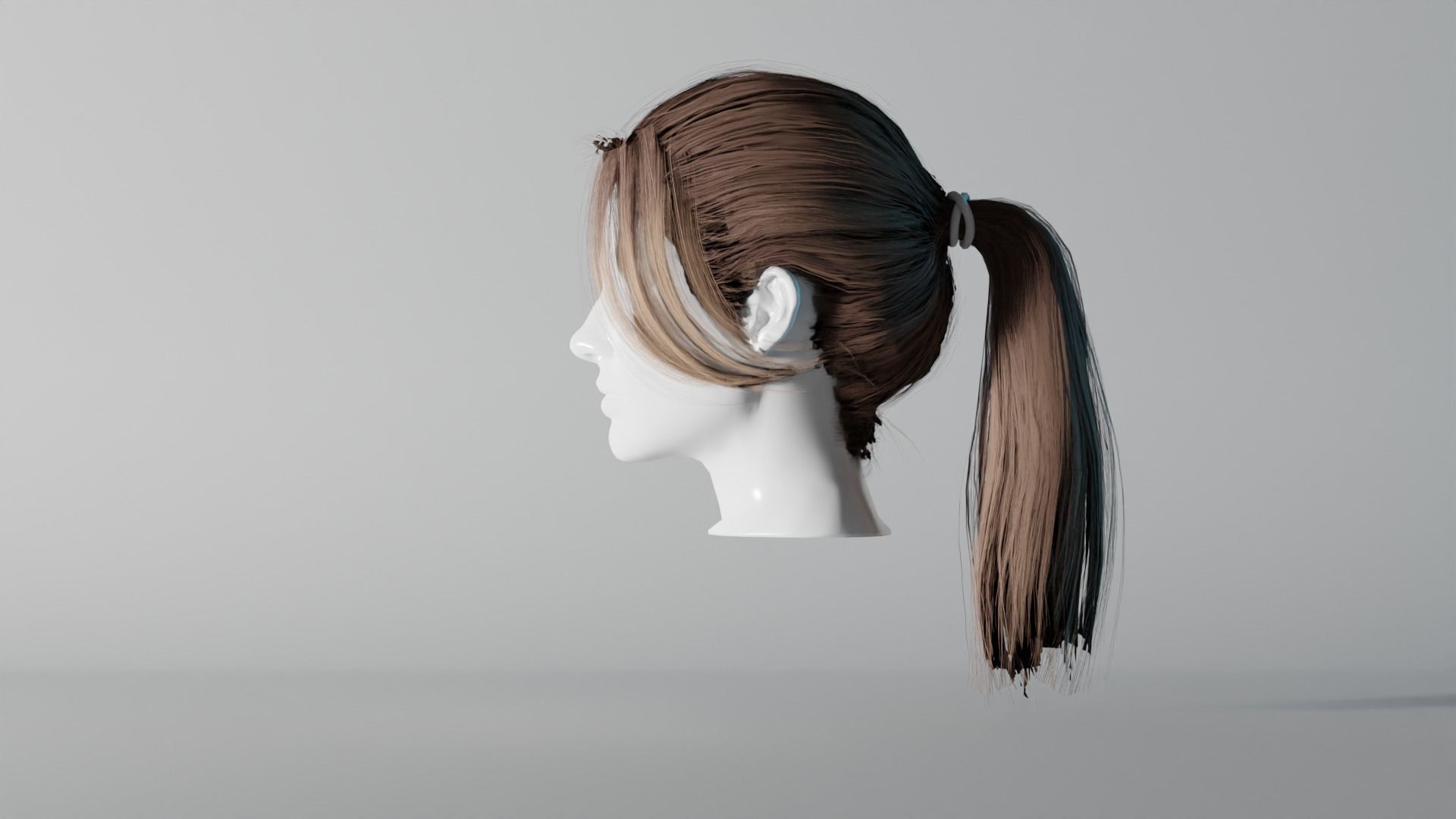 Realistic Female Hair 8 Low-poly 3D model_5