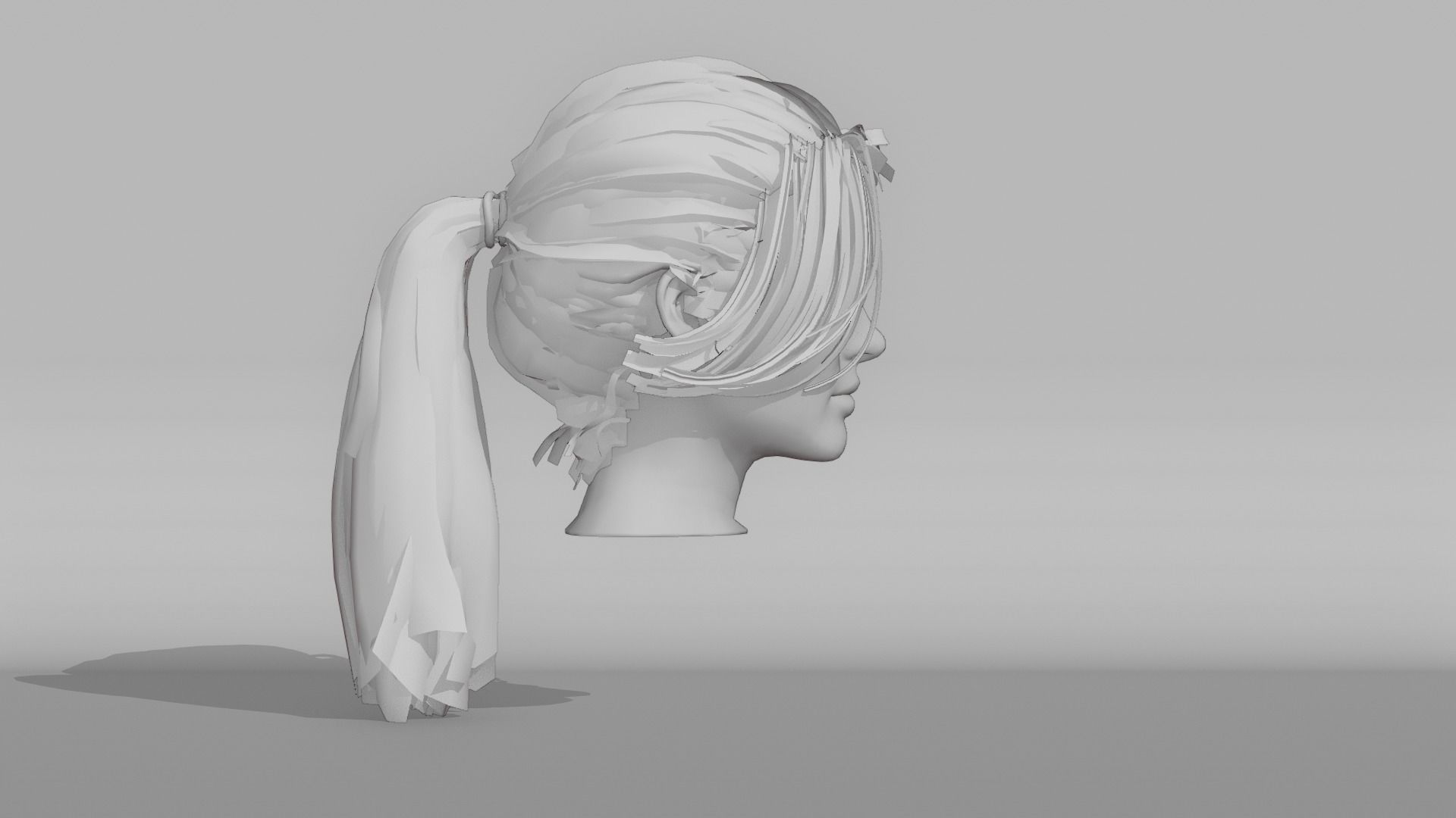 Realistic Female Hair 8 Low-poly 3D model_8