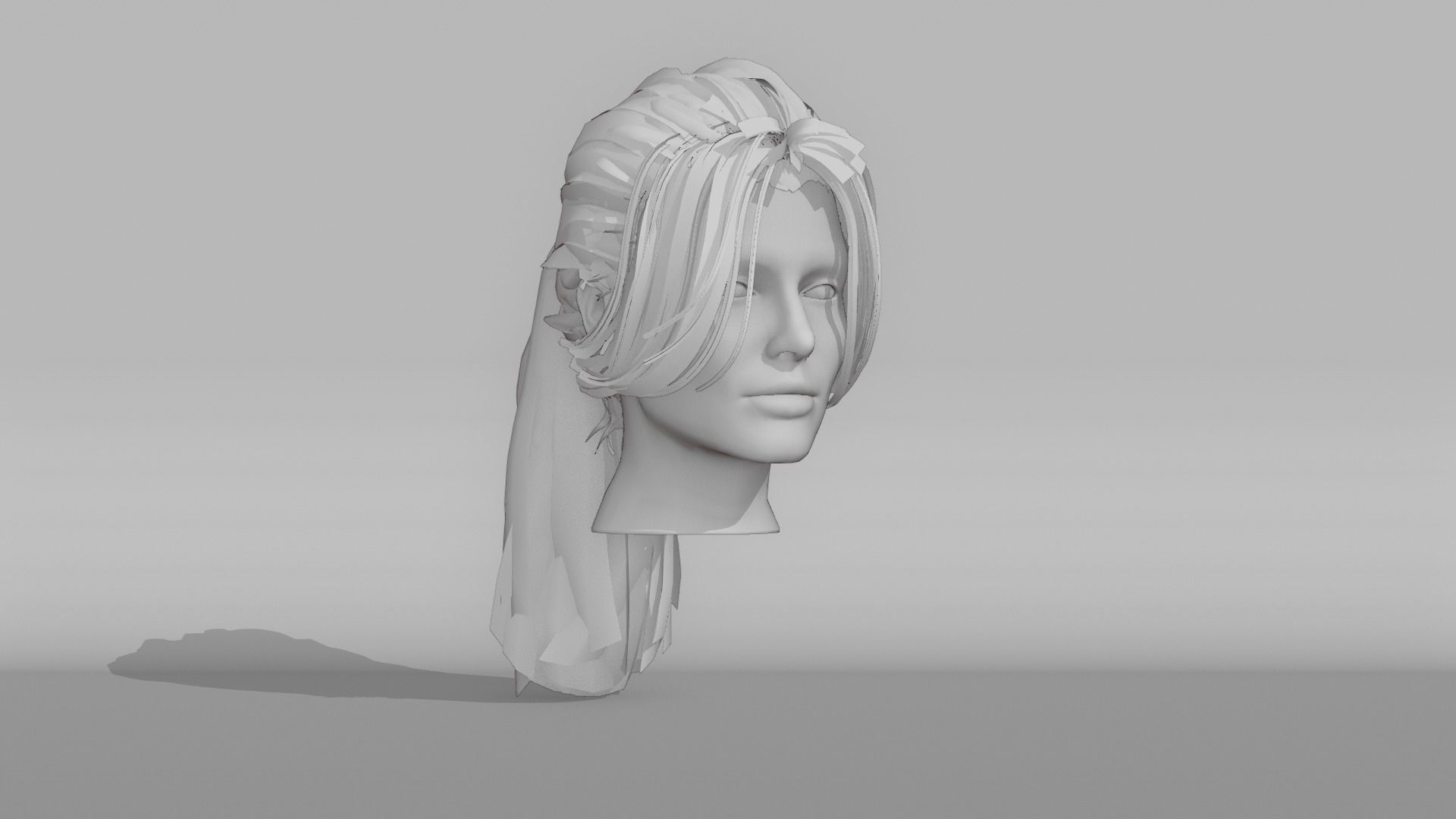 Realistic Female Hair 8 Low-poly 3D model_6