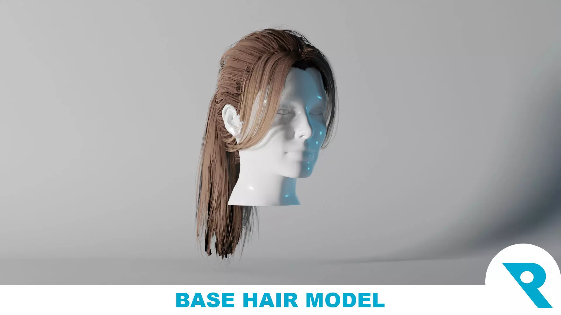 Realistic Female Hair 8 Low-poly 3D model_0