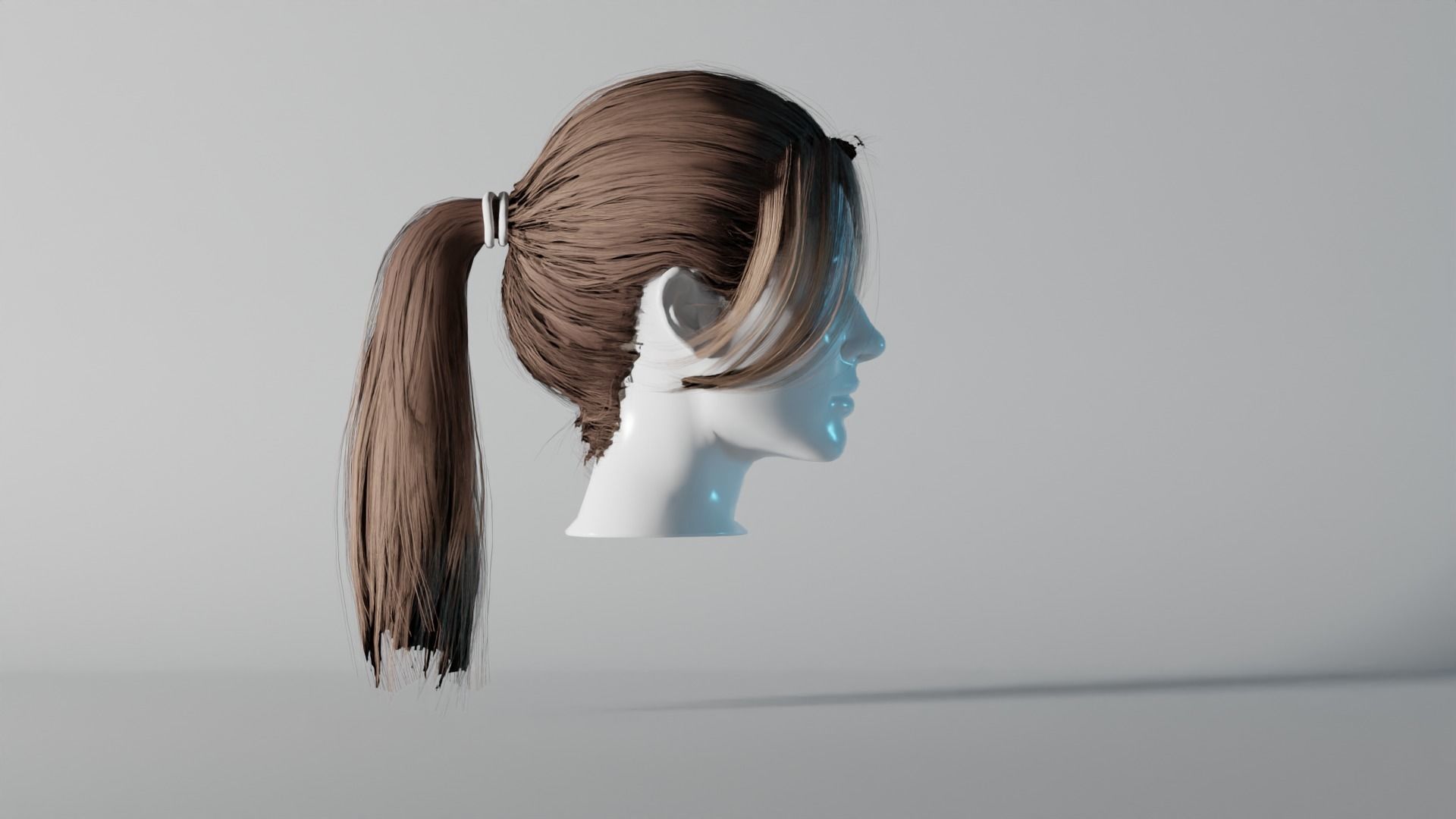 Realistic Female Hair 8 Low-poly 3D model_3