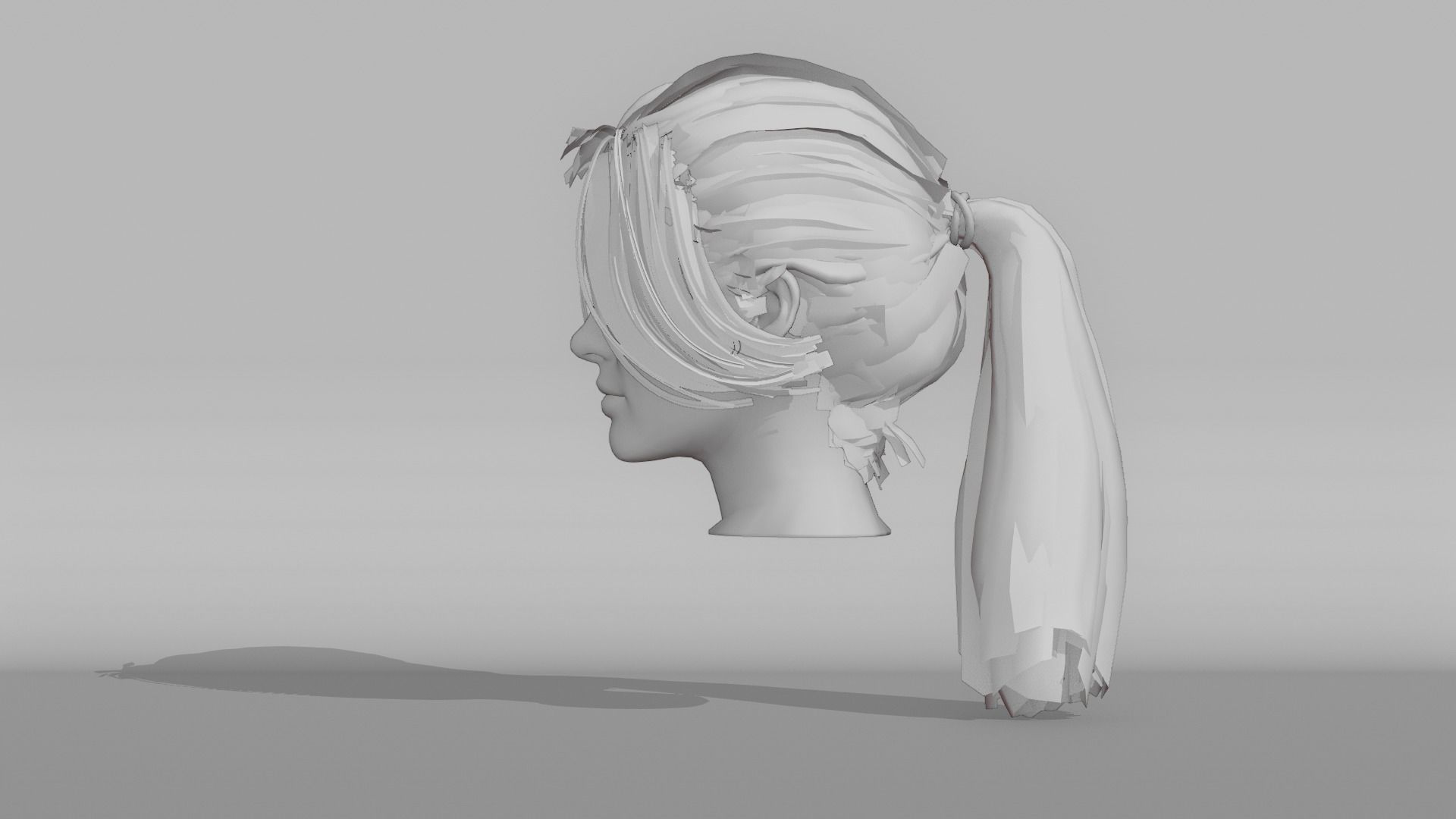 Realistic Female Hair 8 Low-poly 3D model_10
