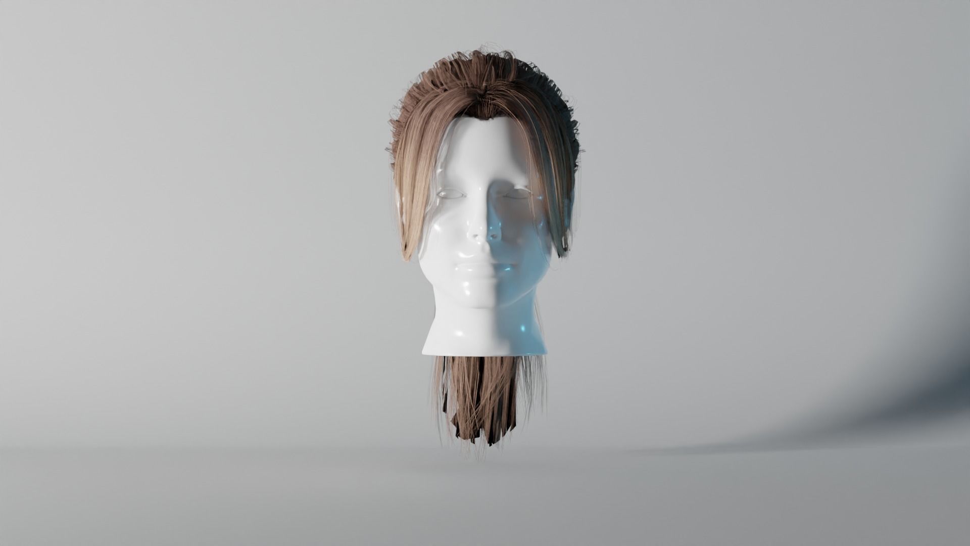 Realistic Female Hair 8 Low-poly 3D model_2