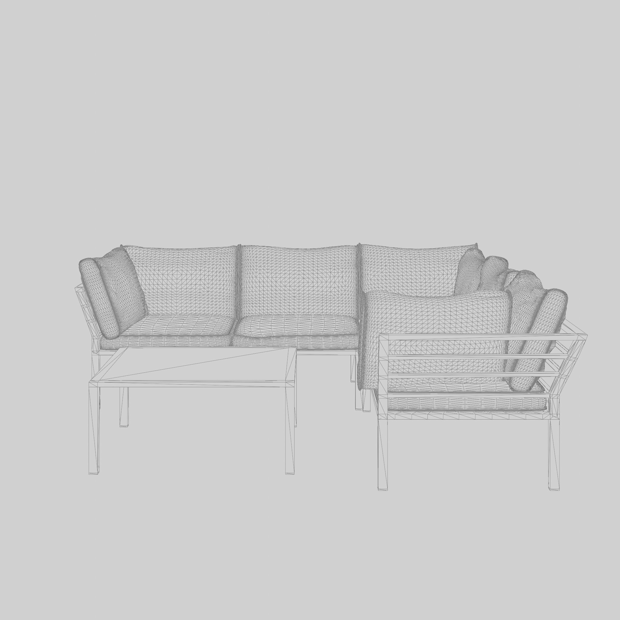 Hanger Corner Sofa Set 3D Model Low-poly 3D model_6