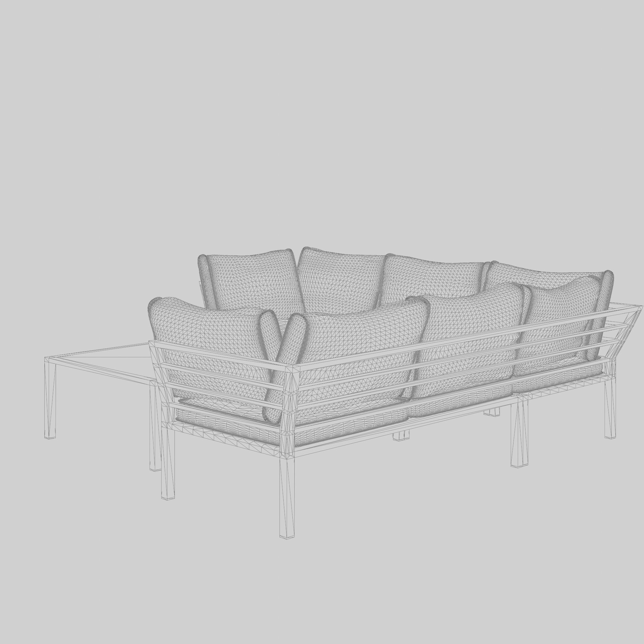 Hanger Corner Sofa Set 3D Model Low-poly 3D model_5