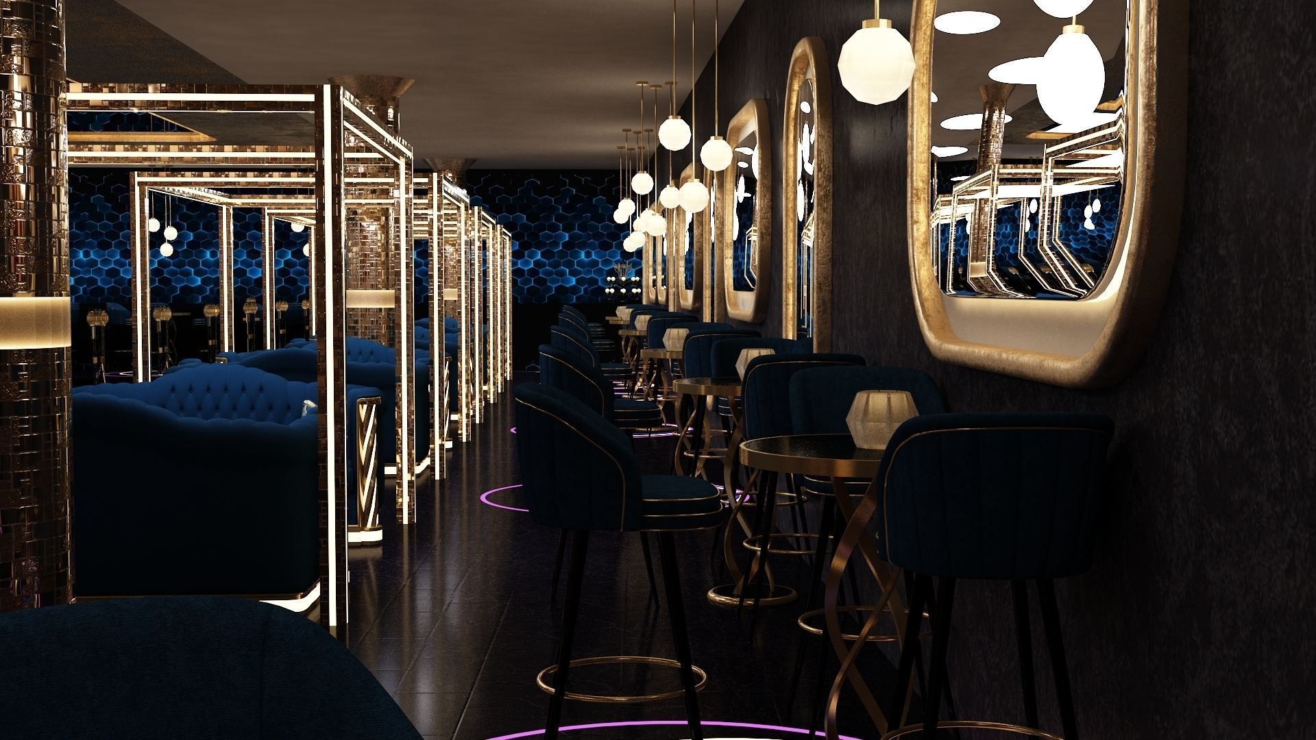 Luxury nightclub bar interior design 3D model_27