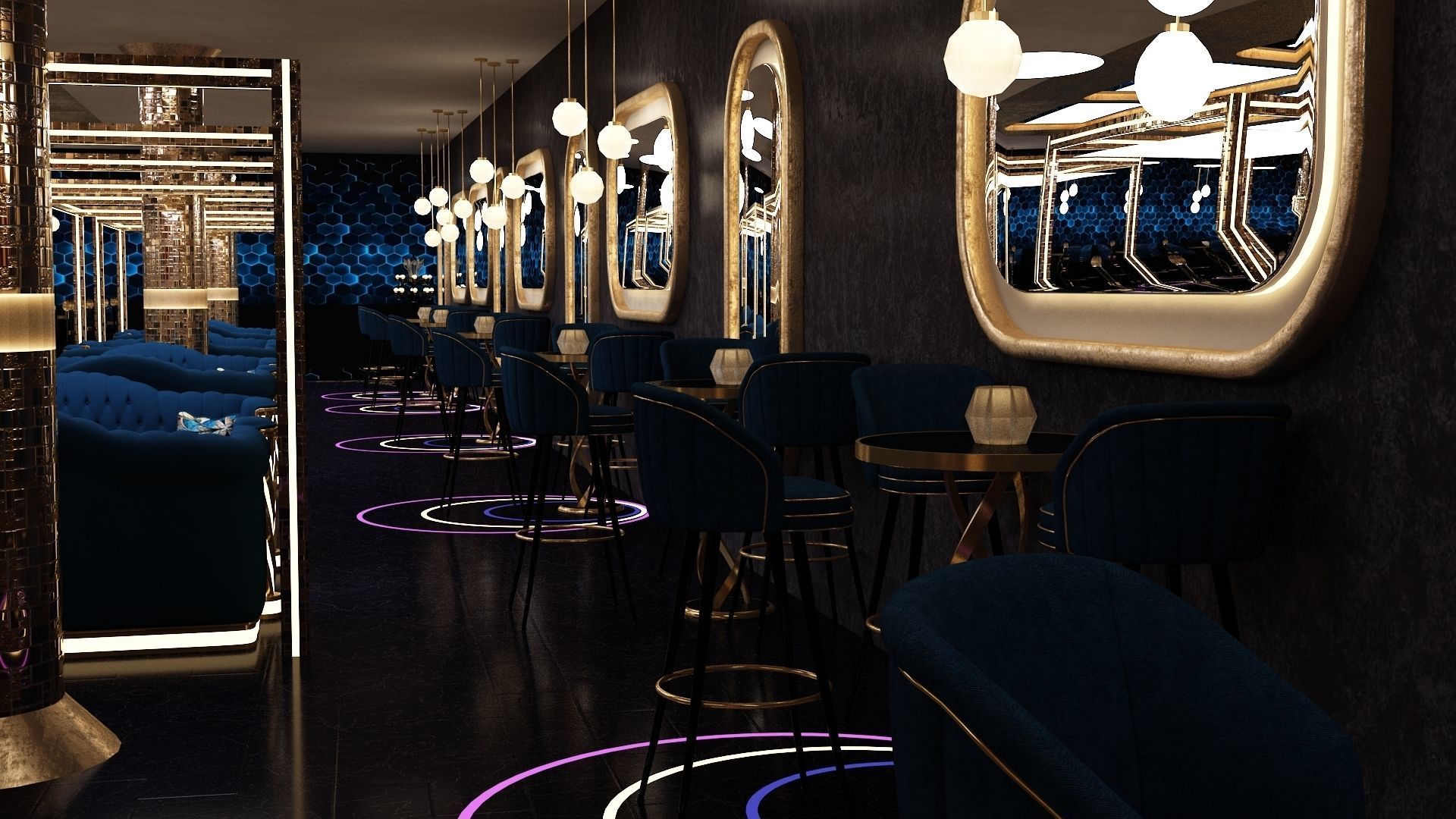 Luxury nightclub bar interior design 3D model_19