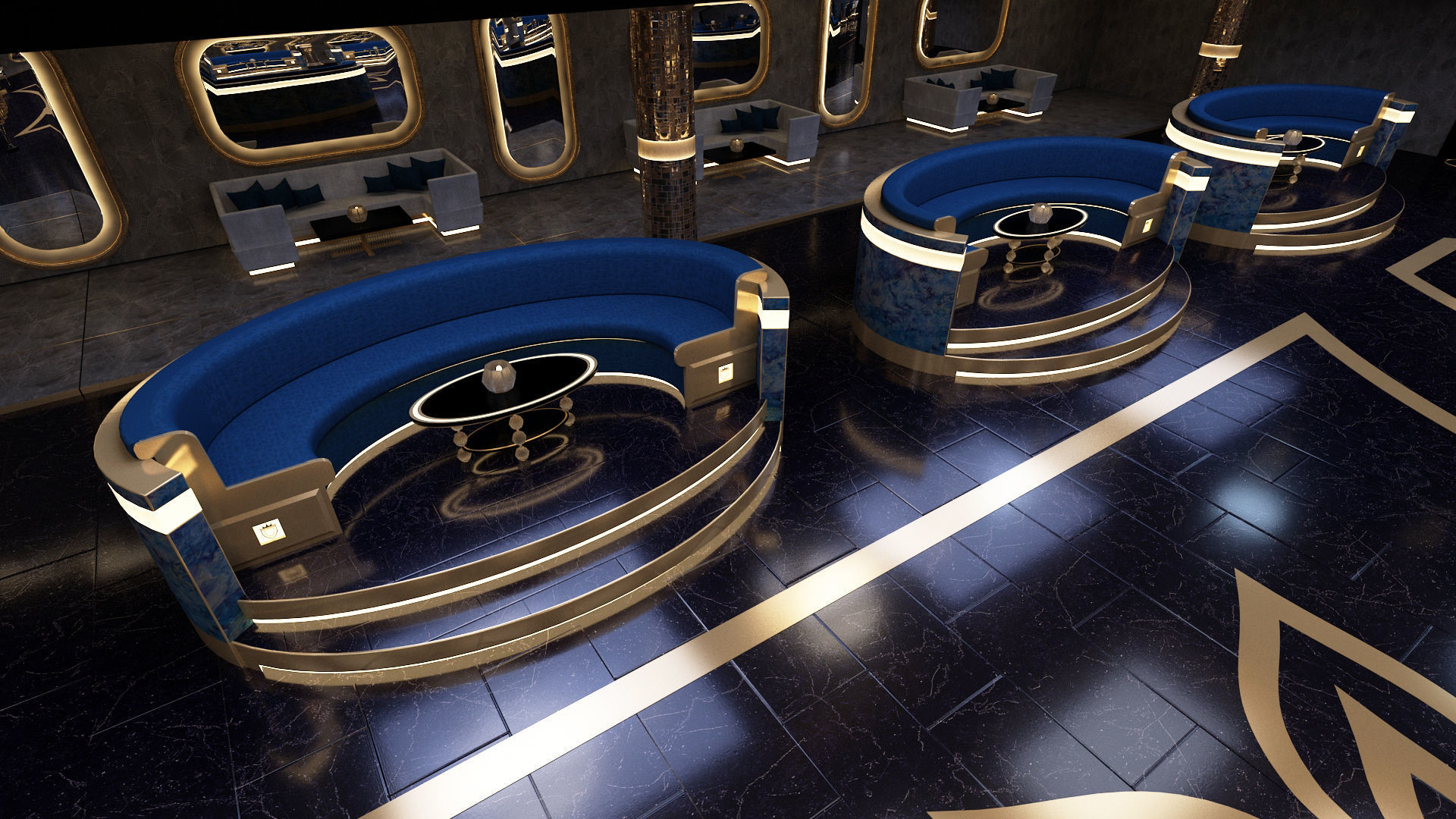 Luxury nightclub bar interior design 3D model_7