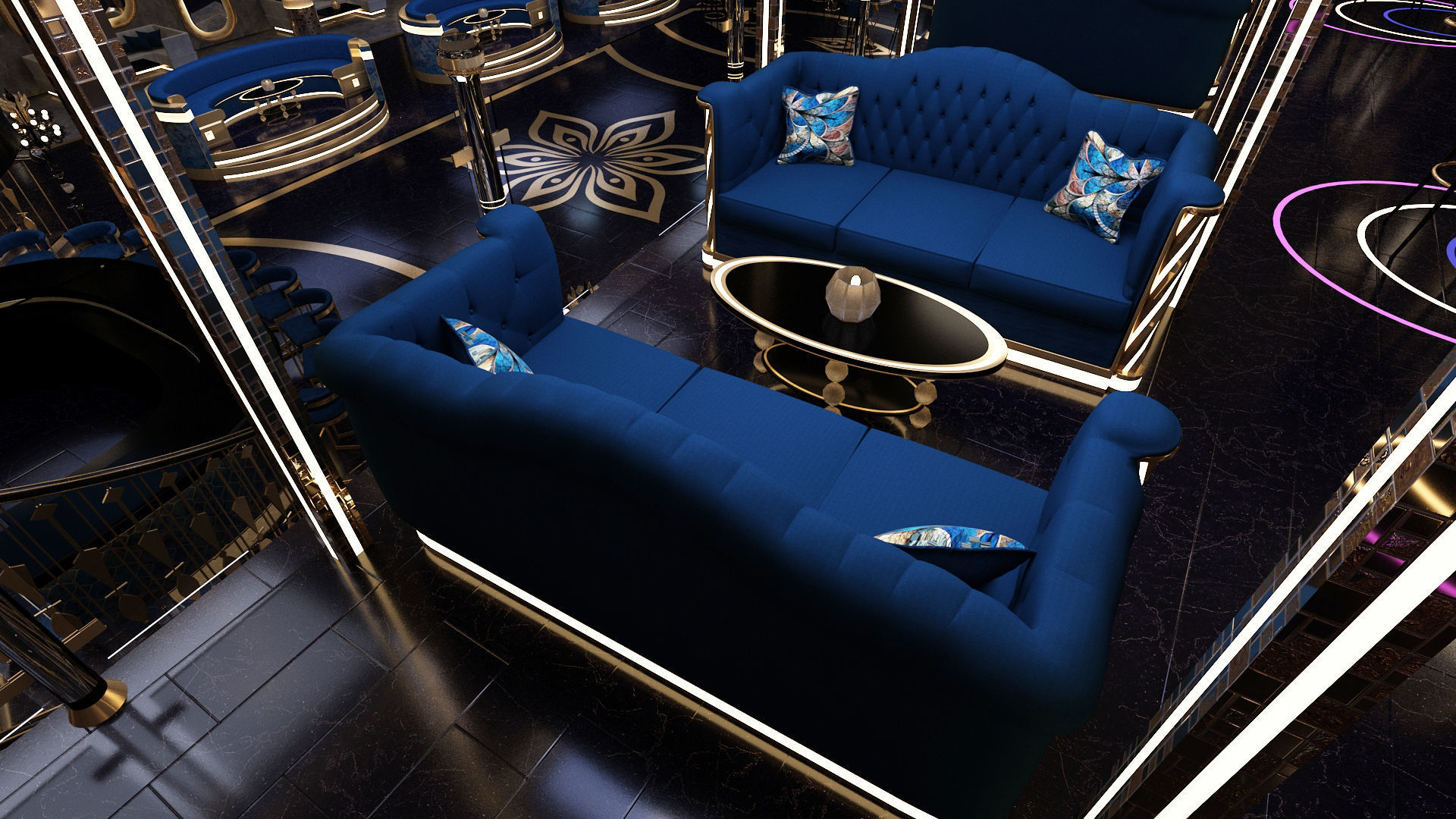 Luxury nightclub bar interior design 3D model_6