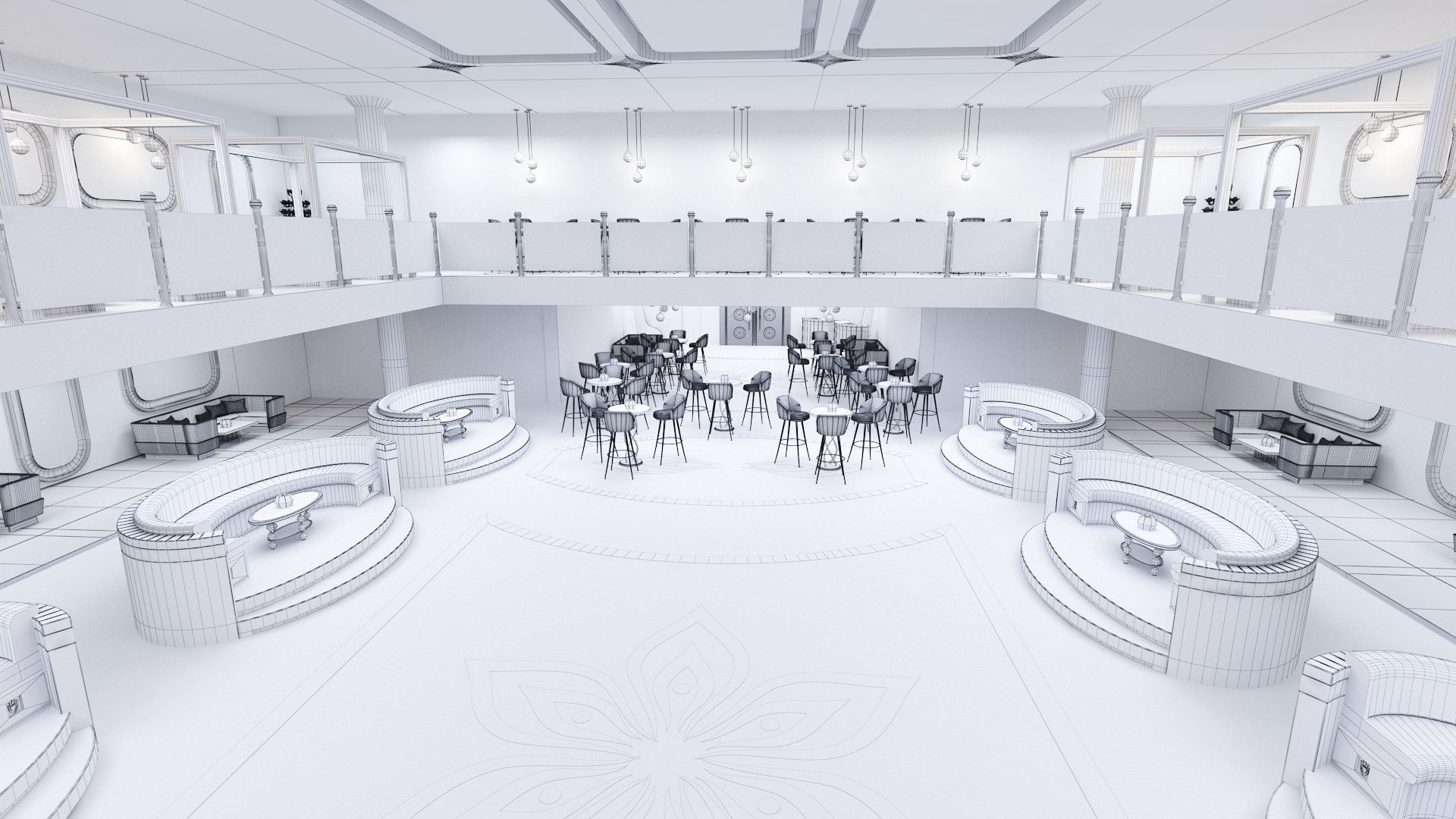 Luxury nightclub bar interior design 3D model_33