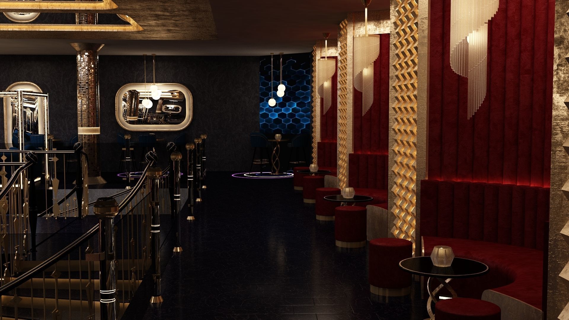 Luxury nightclub bar interior design 3D model_26