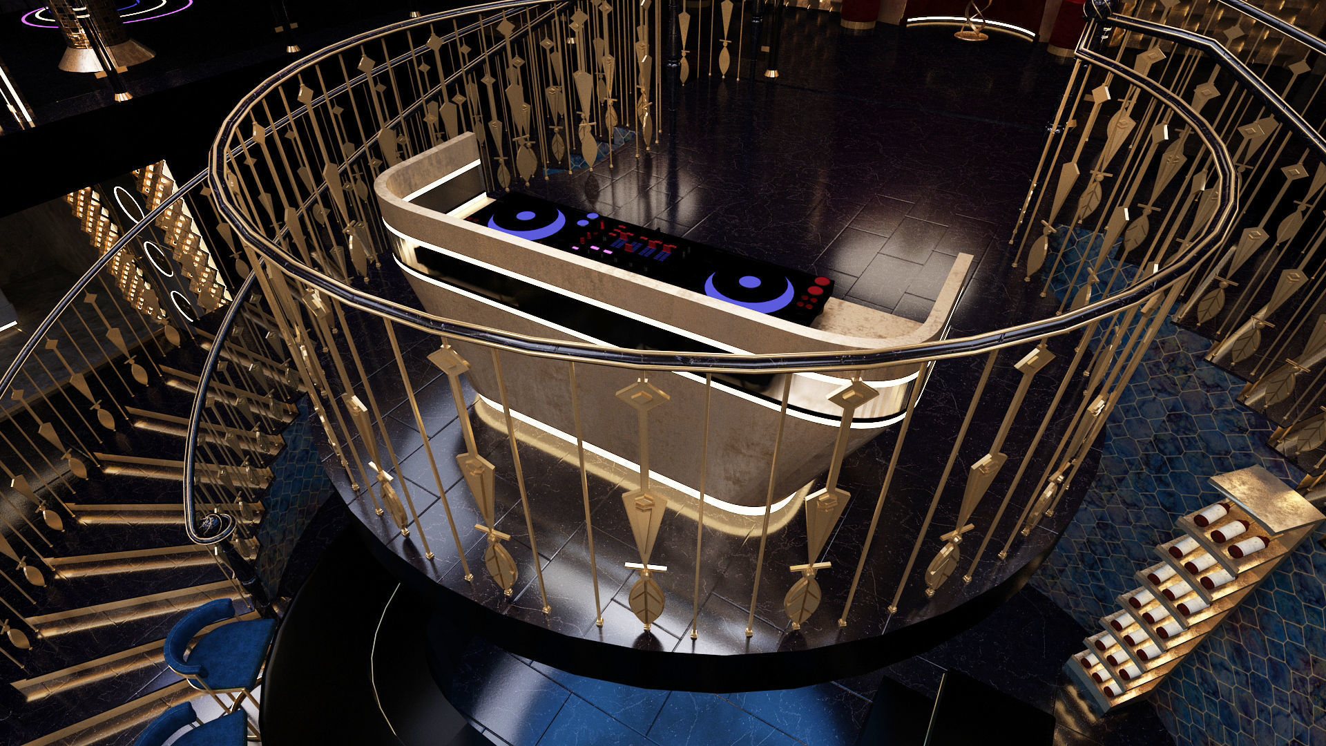 Luxury nightclub bar interior design 3D model_15