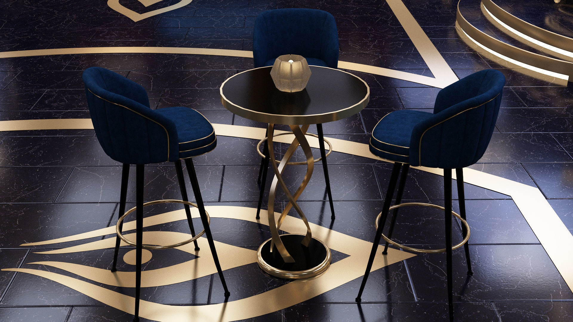 Luxury nightclub bar interior design 3D model_24