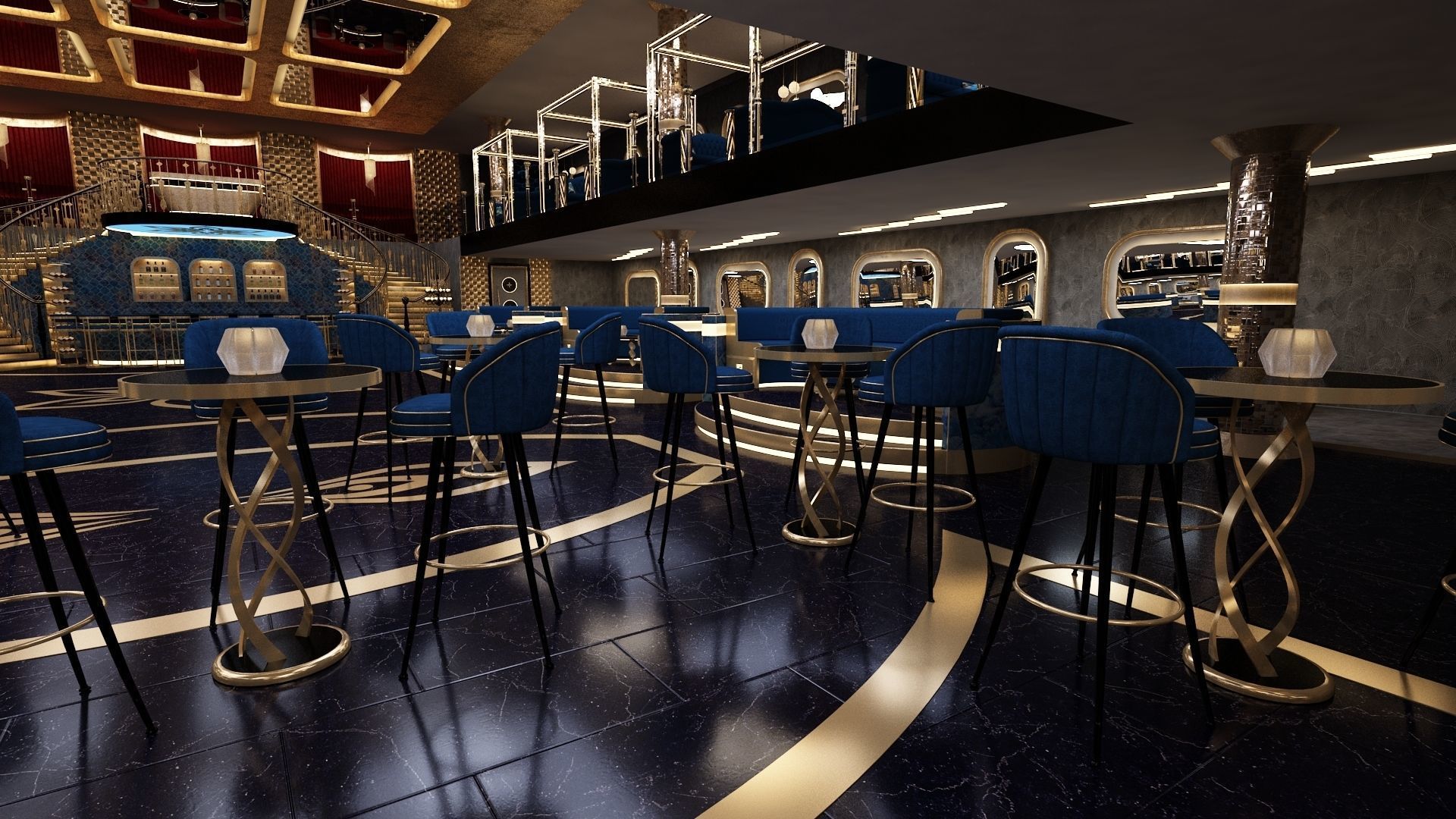 Luxury nightclub bar interior design 3D model_12