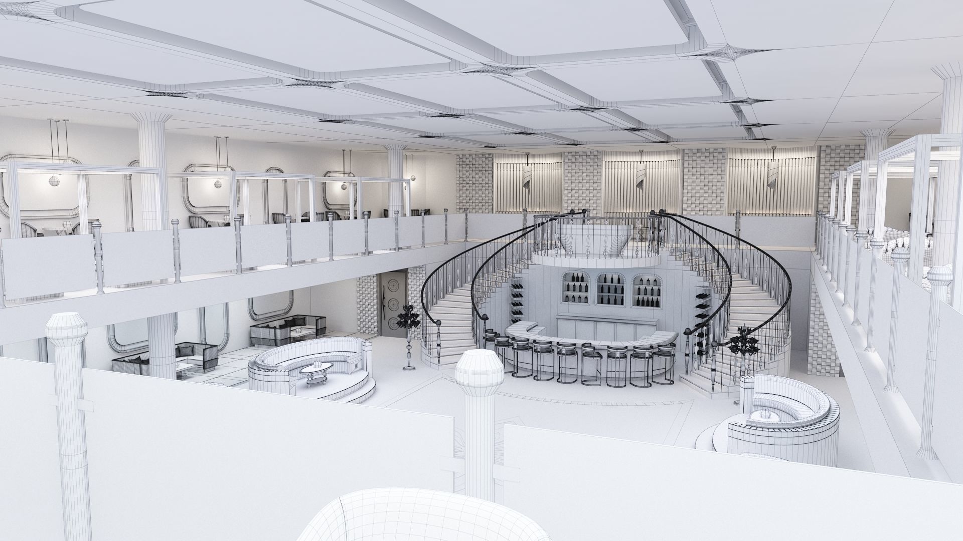 Luxury nightclub bar interior design 3D model_31