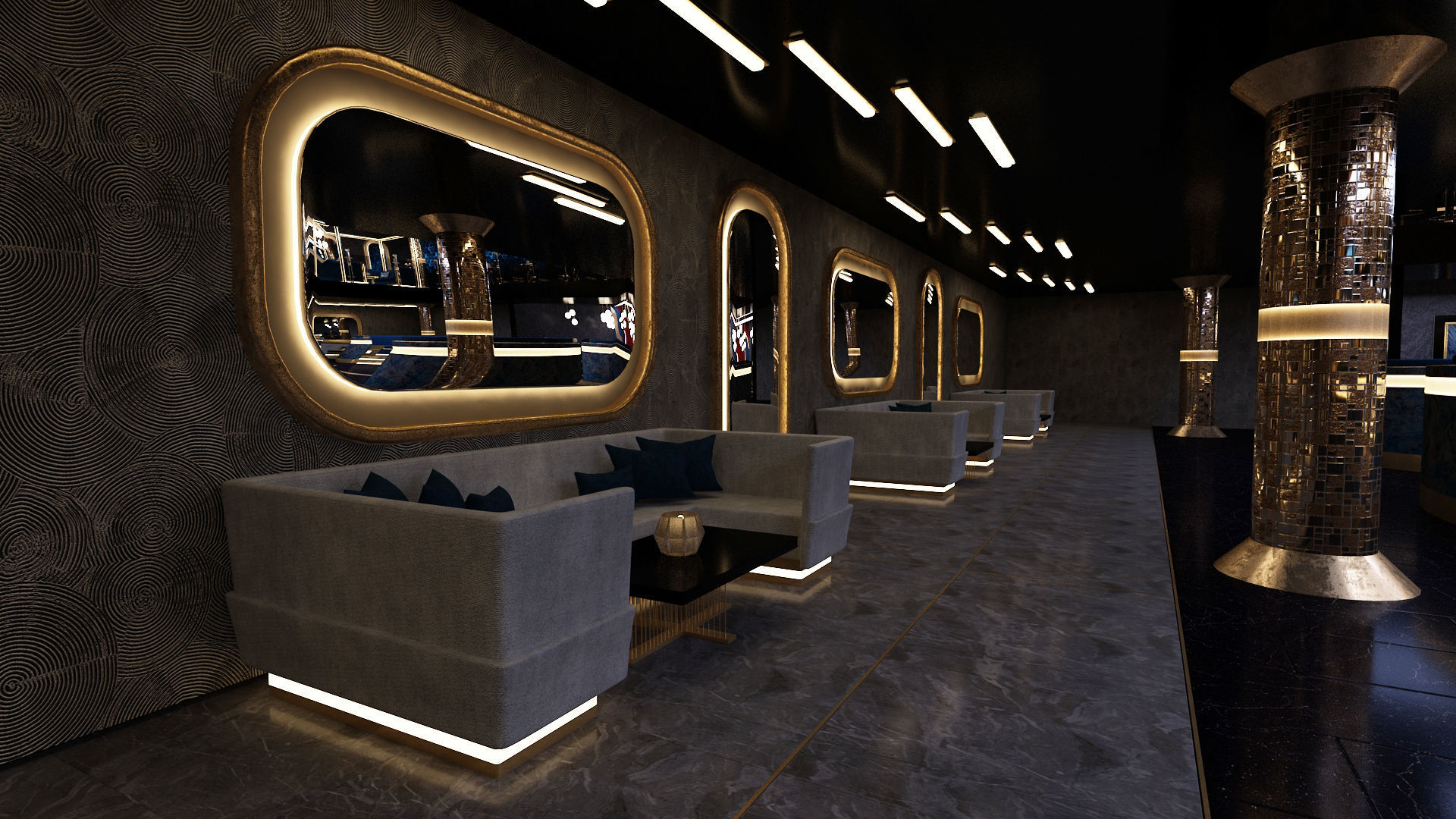Luxury nightclub bar interior design 3D model_8